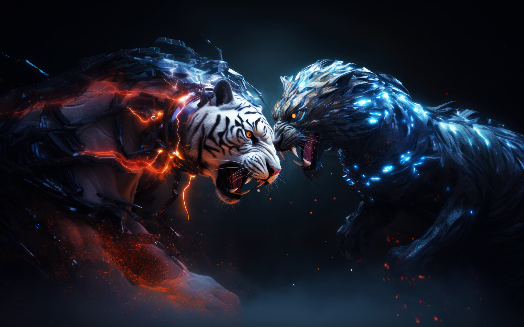 Два свирепых фантастических тигра 