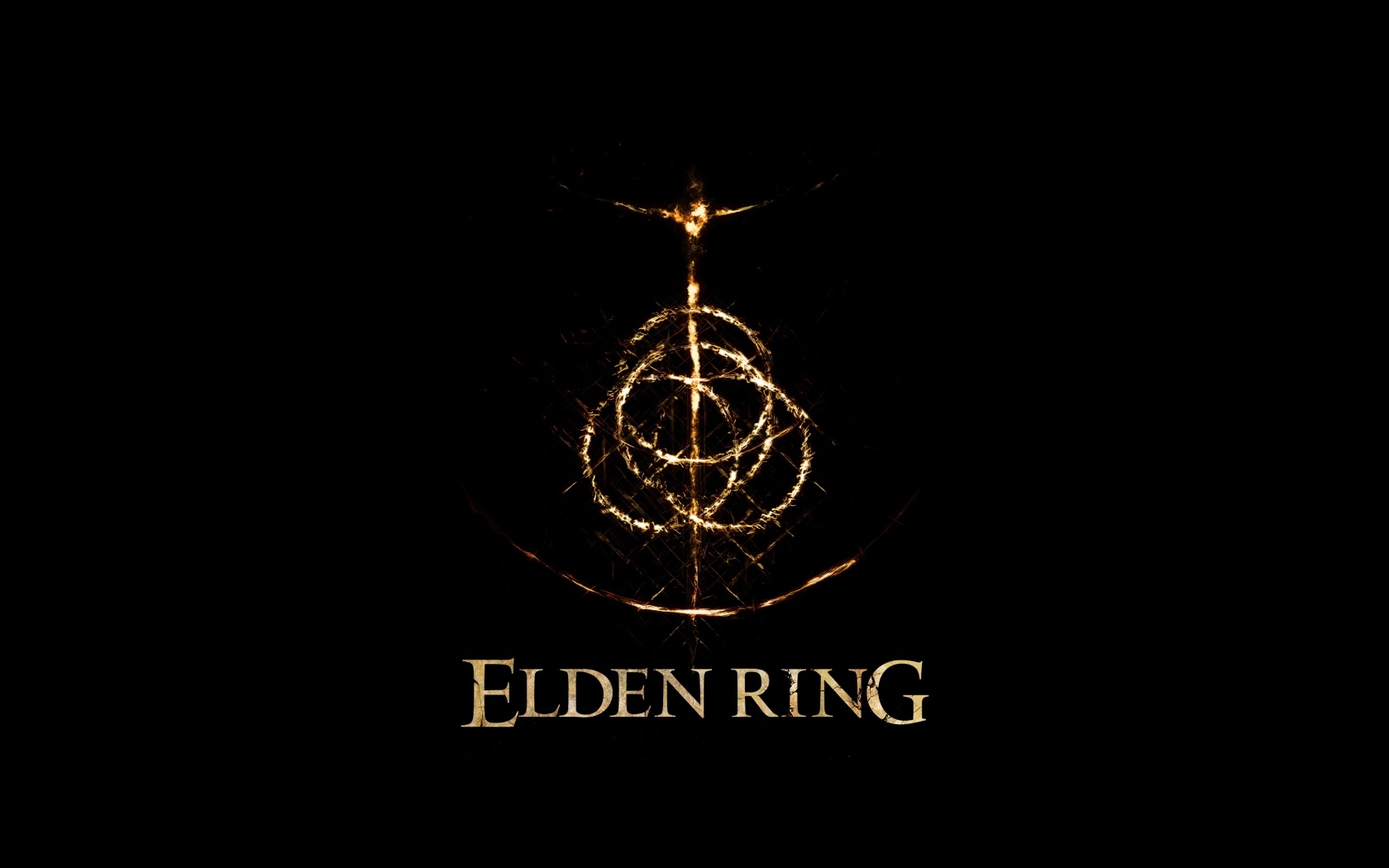 Логотип компьютерной игры Elden Ring на черном фоне