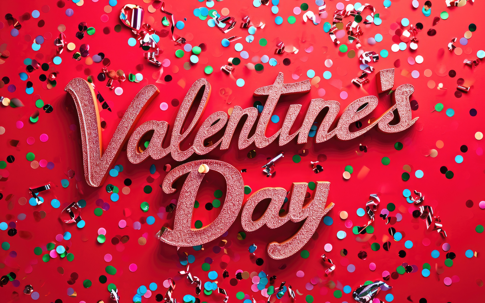 Яркая открытка на красном фоне на день Святого Валентина