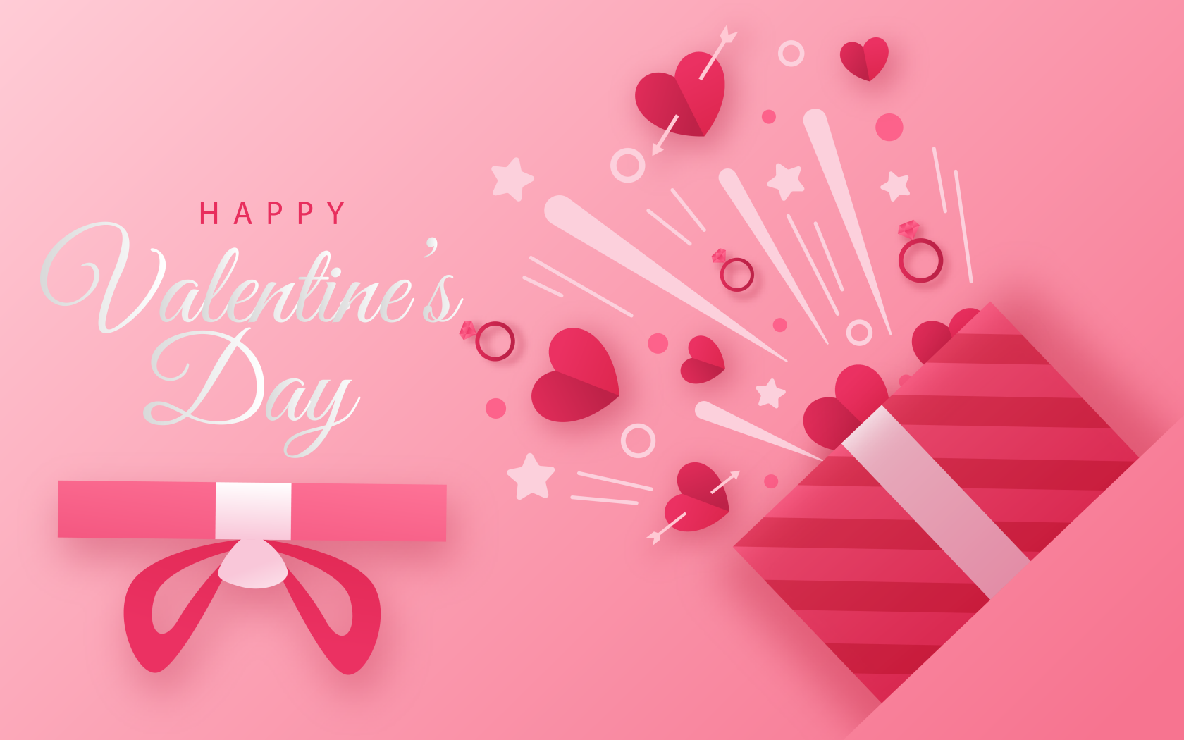 Розовая открытка на праздник Влюбленных