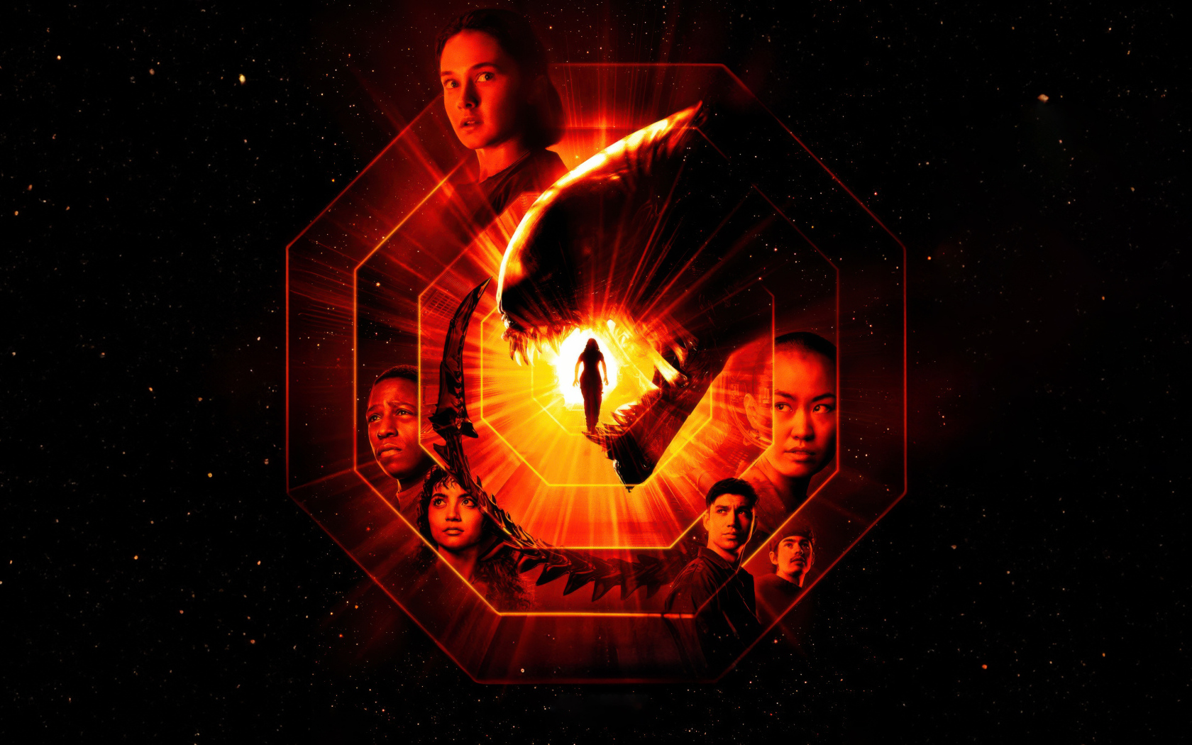 Постер фильма ужасов Чужой: Ромул с героями, 2024