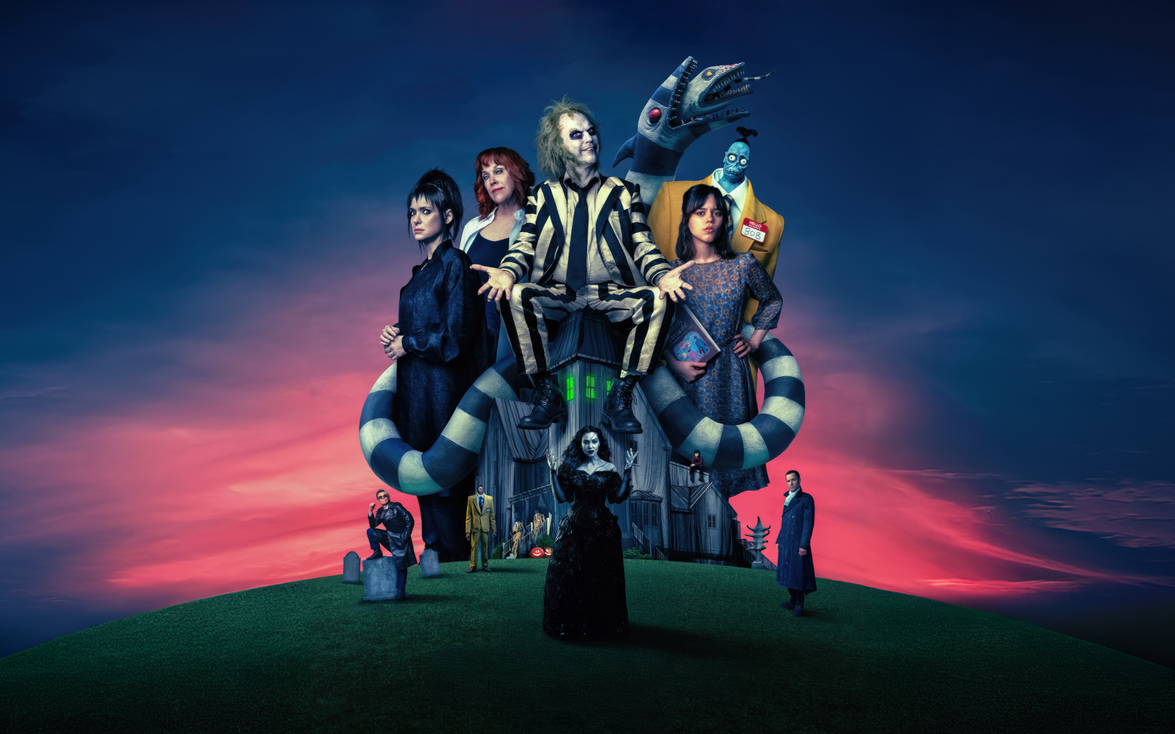 Постер нового фантастического фильма Битлджус 2, 2024