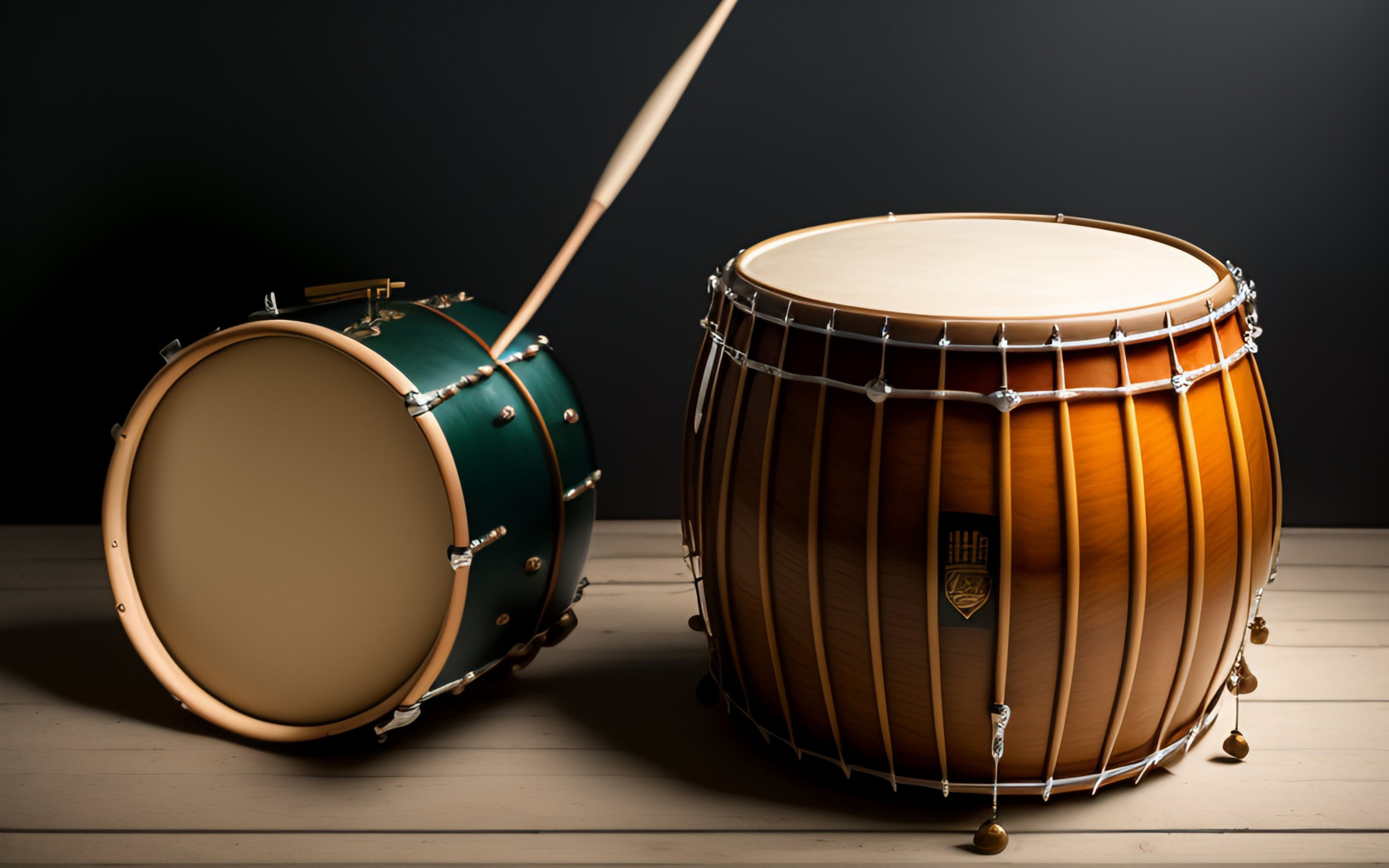 Барабаны на сером фоне