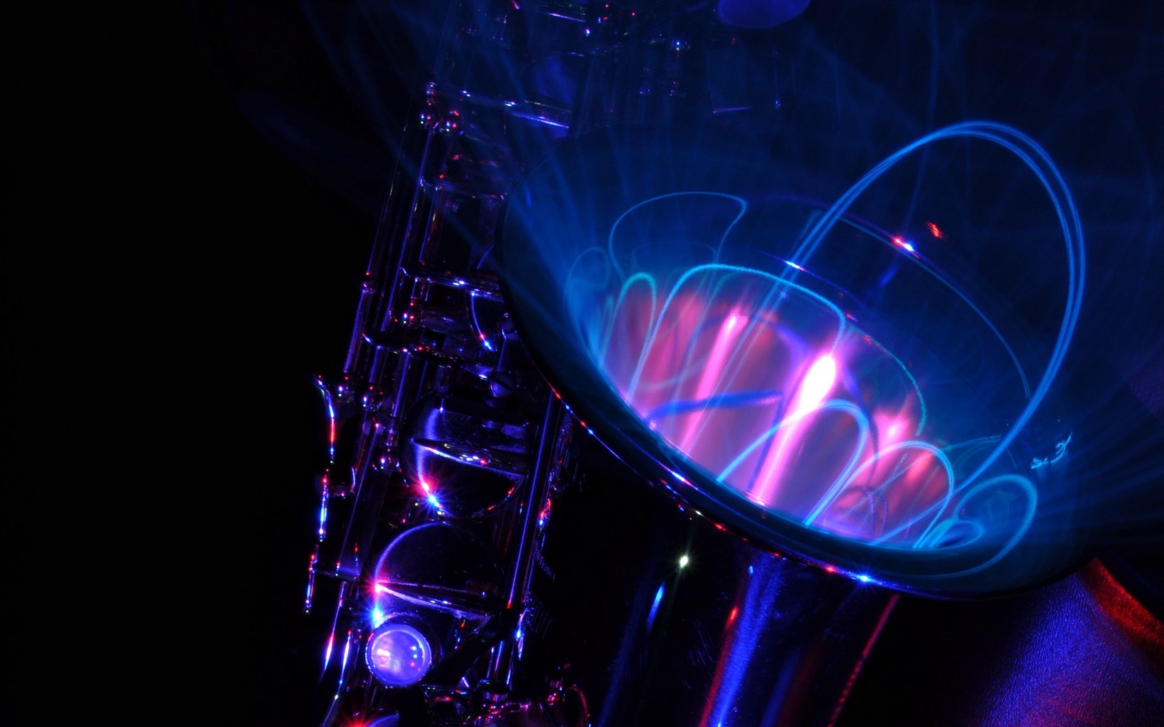 Неоновые волны вырываются из саксофона