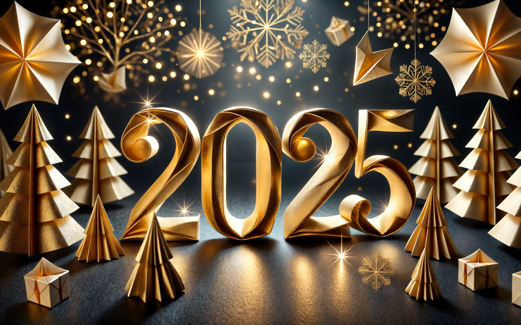 Оригами с цифрами 2025 на Новый год