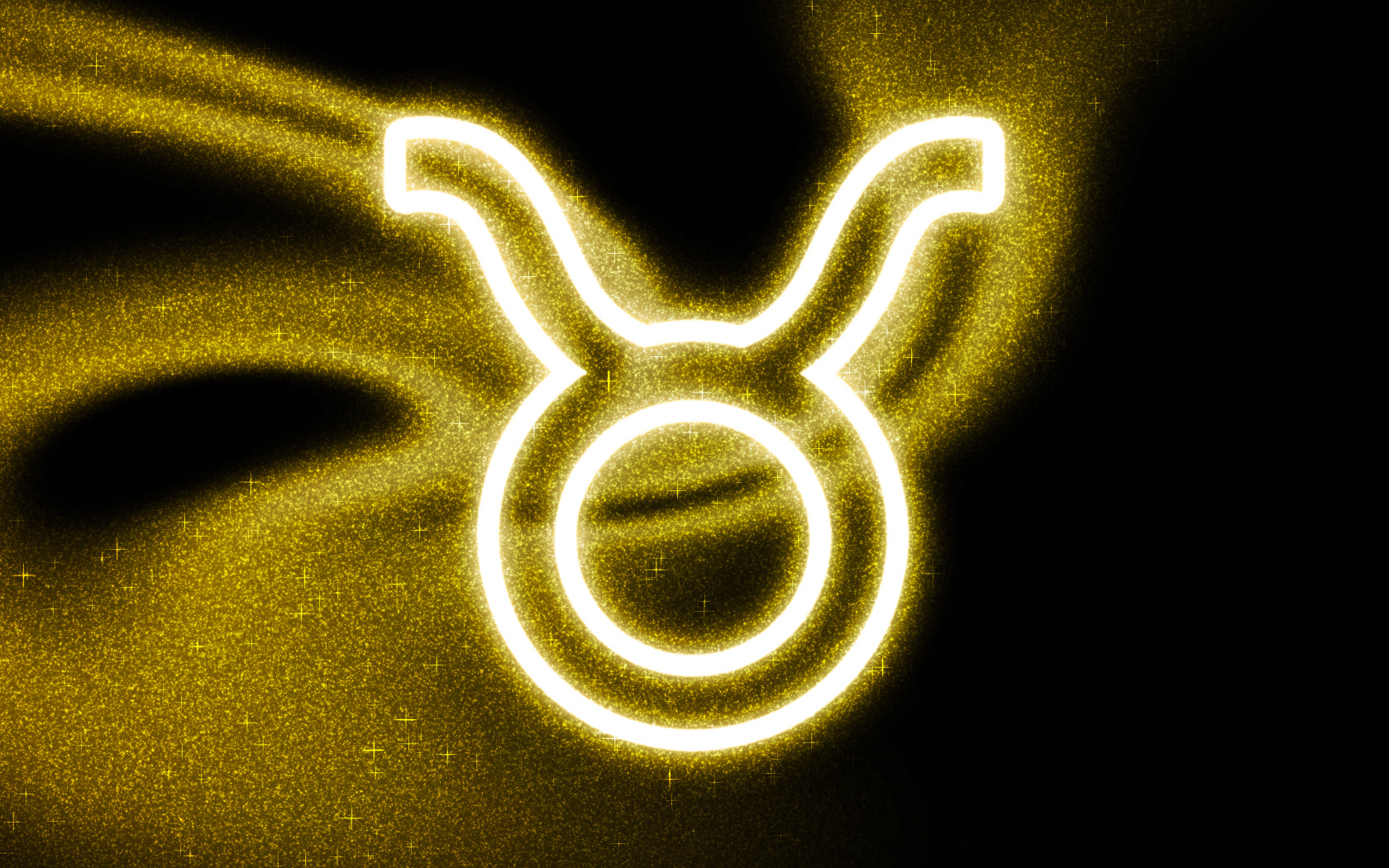 Золотистая пыль со знаком зодиака телец на черном фоне