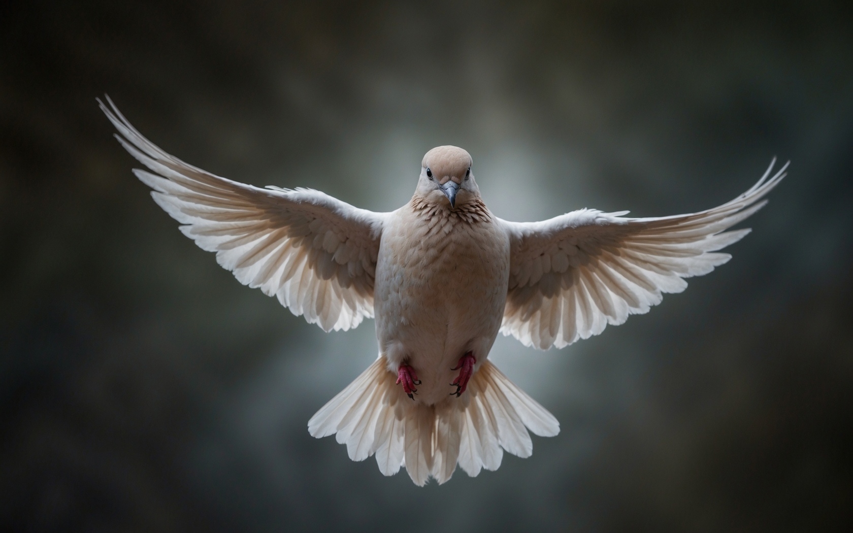 Голубь расправил крылья в полете