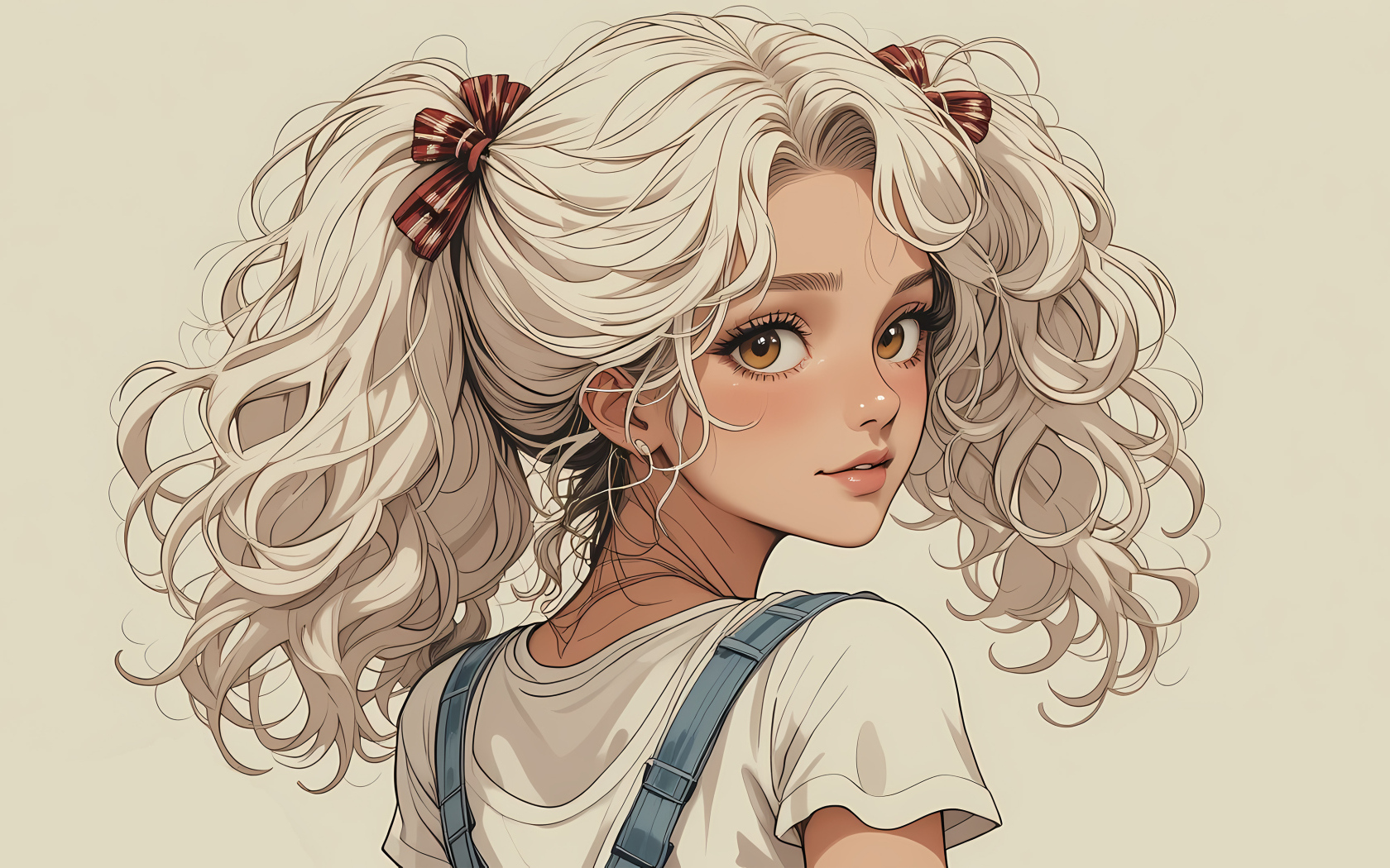 Девушка аниме с белыми волосами