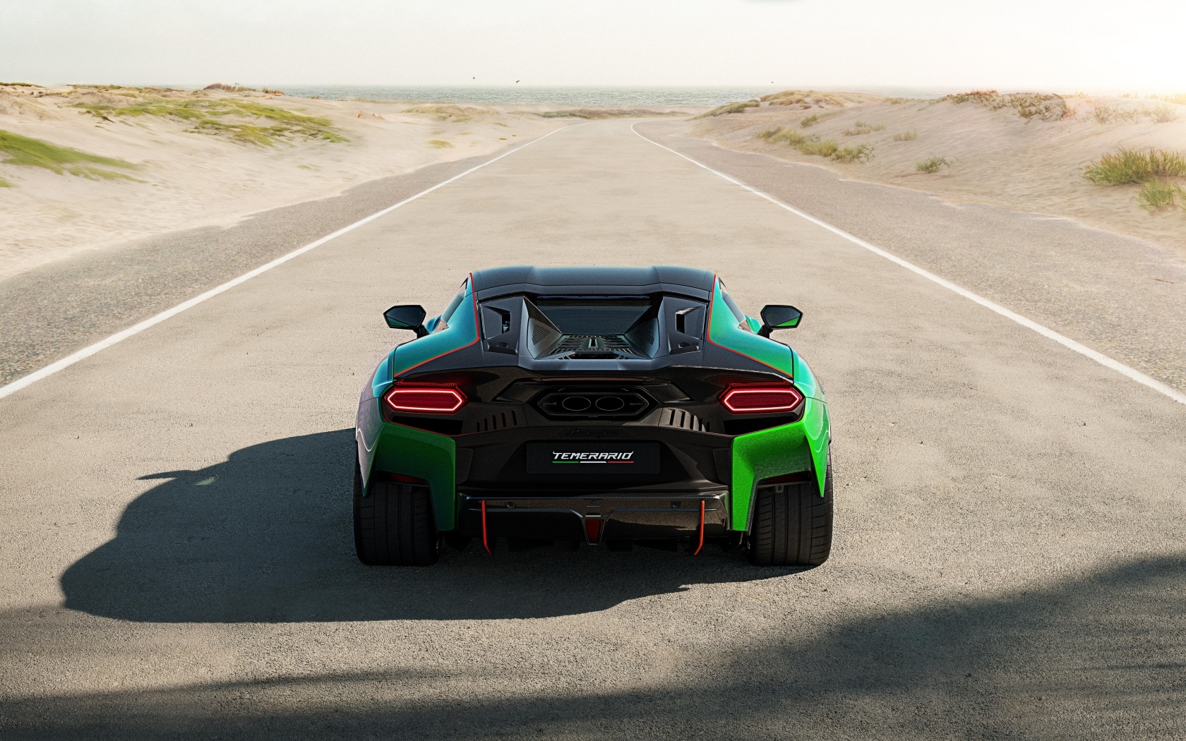 Вид сзади на автомобиль Lamborghini Temerario Alleggerita