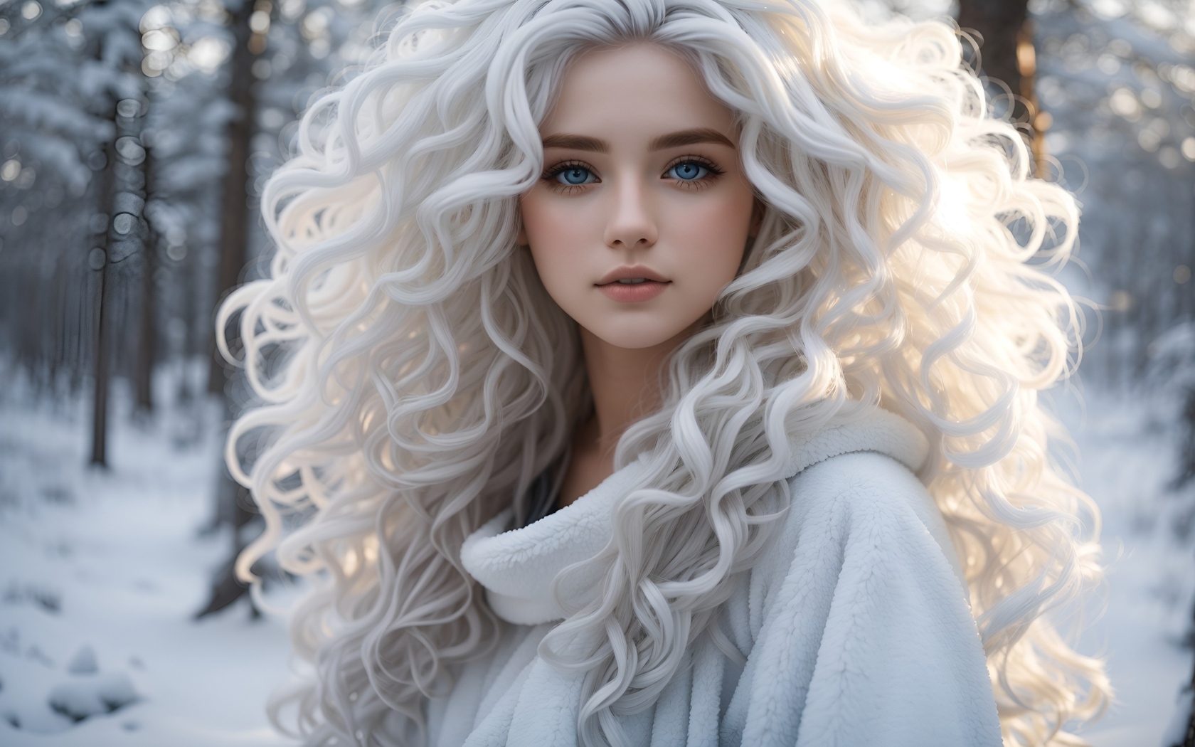 Нарисованная девушка блондинка с кудрявыми волосами