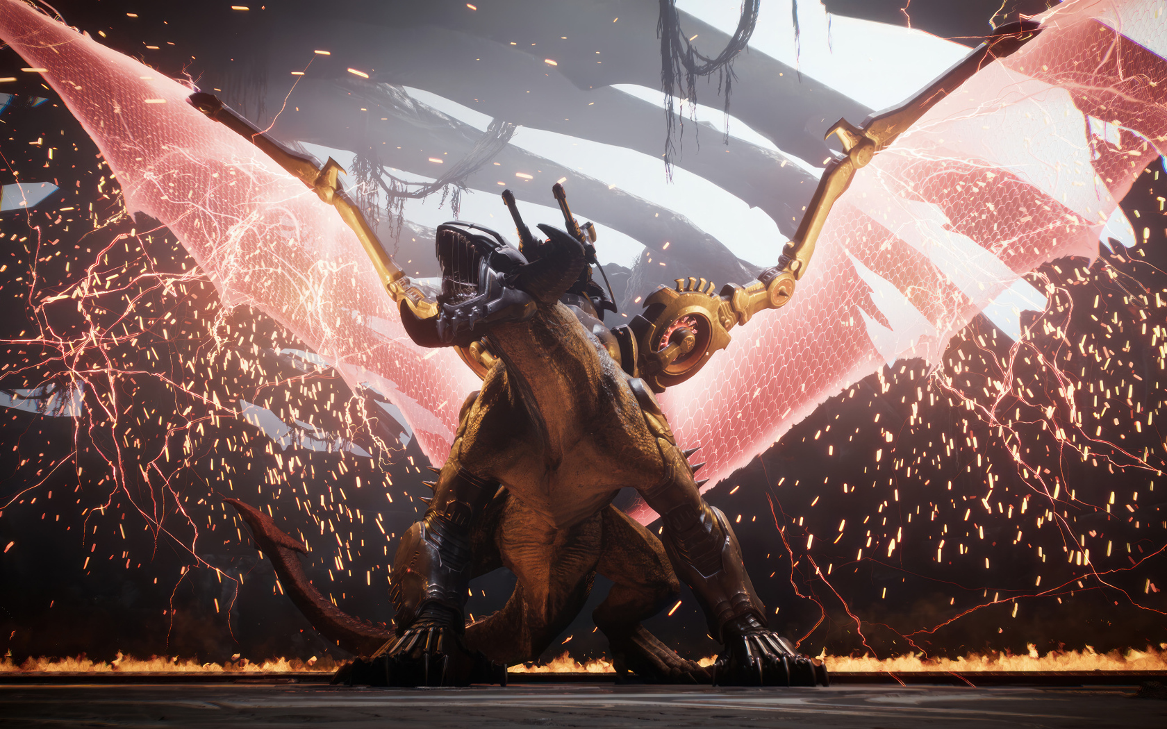 Сражение с драконом в компьютерной игре Doom: The Dark Ages, 2025