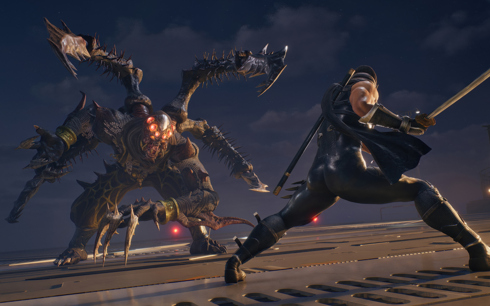 Сражение с монстром в компьютерной игре NINJA GAIDEN 2 Black