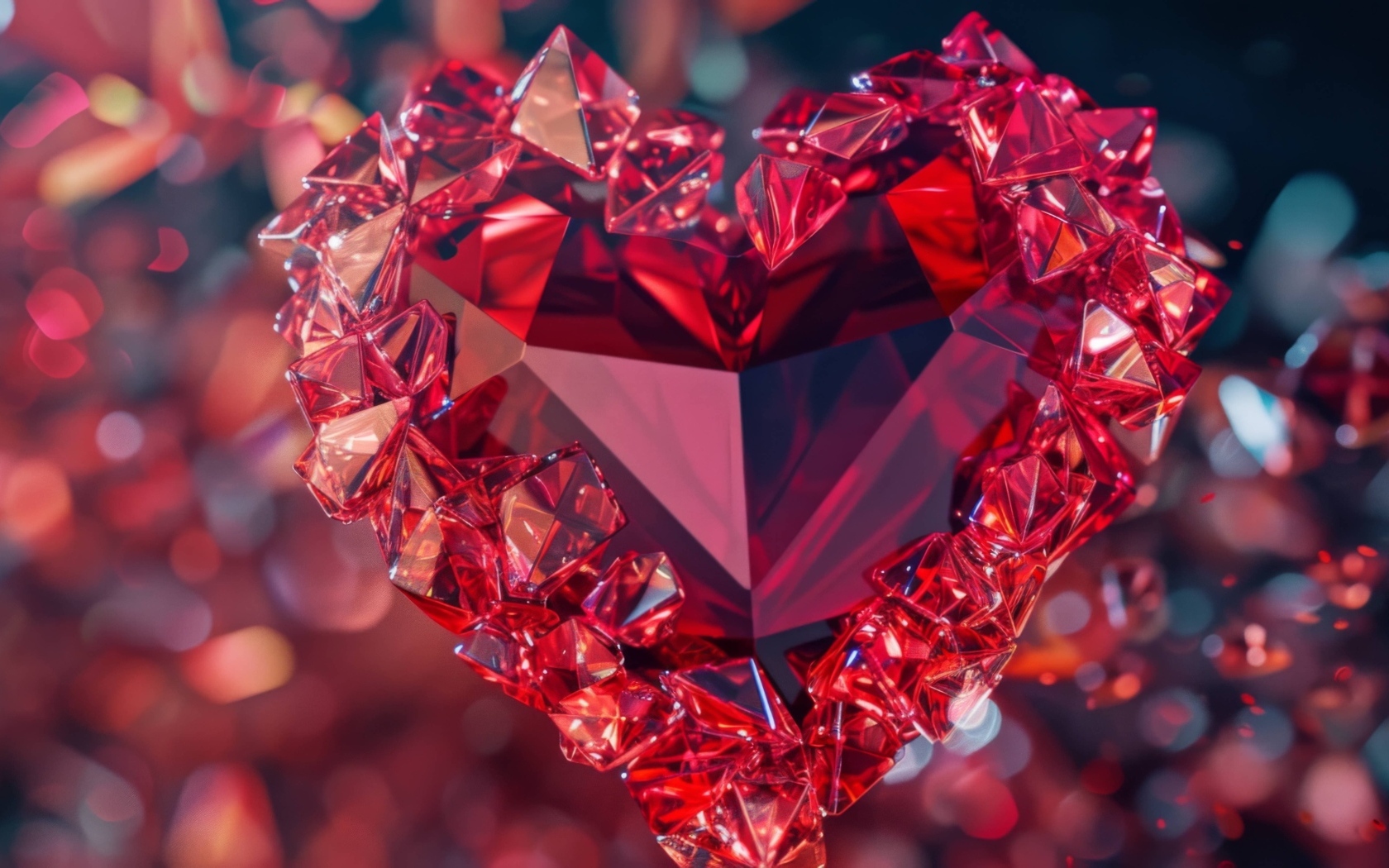 Красивое красное сердце из камня