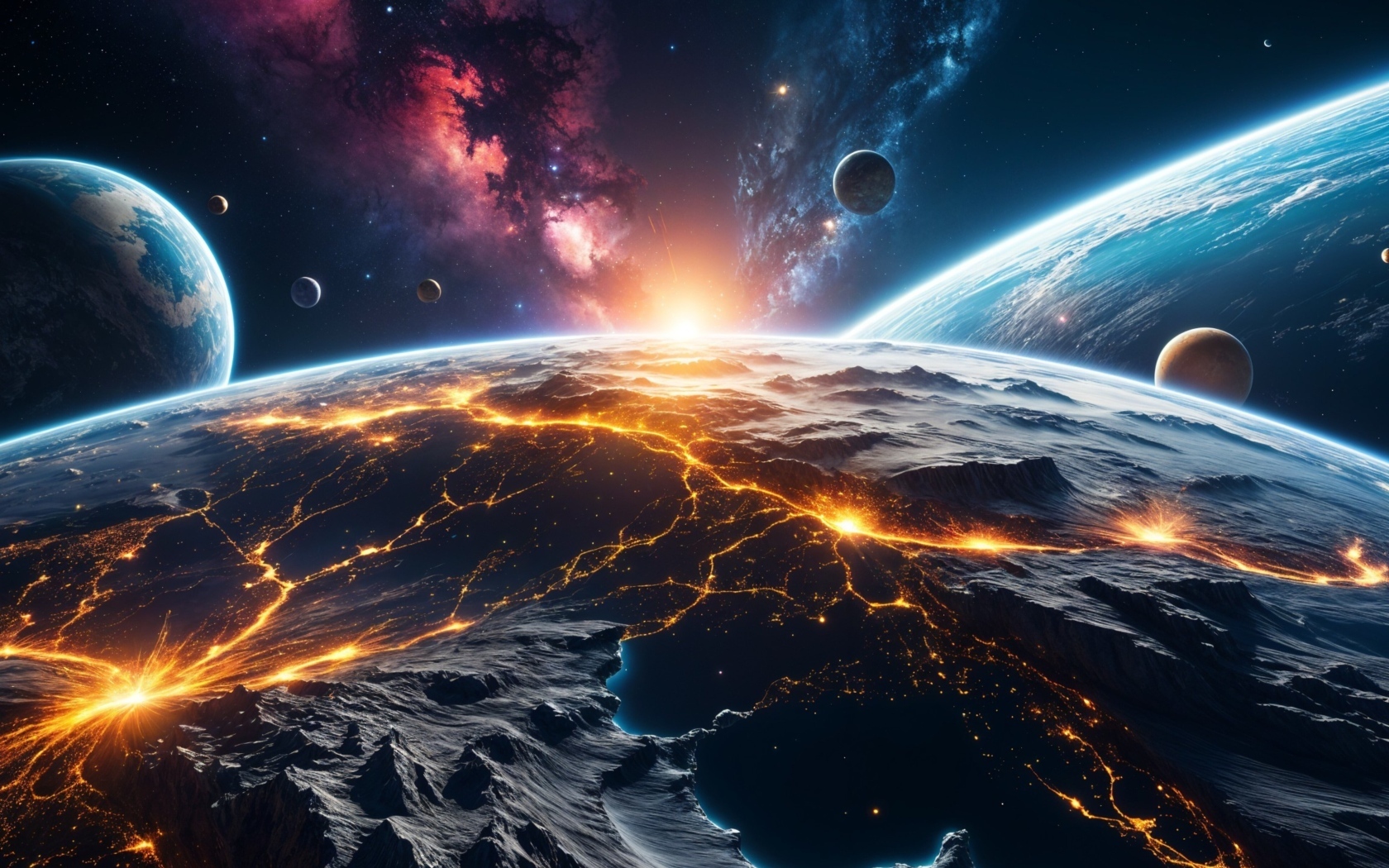 Вспышки на планете Земля вид с космоса