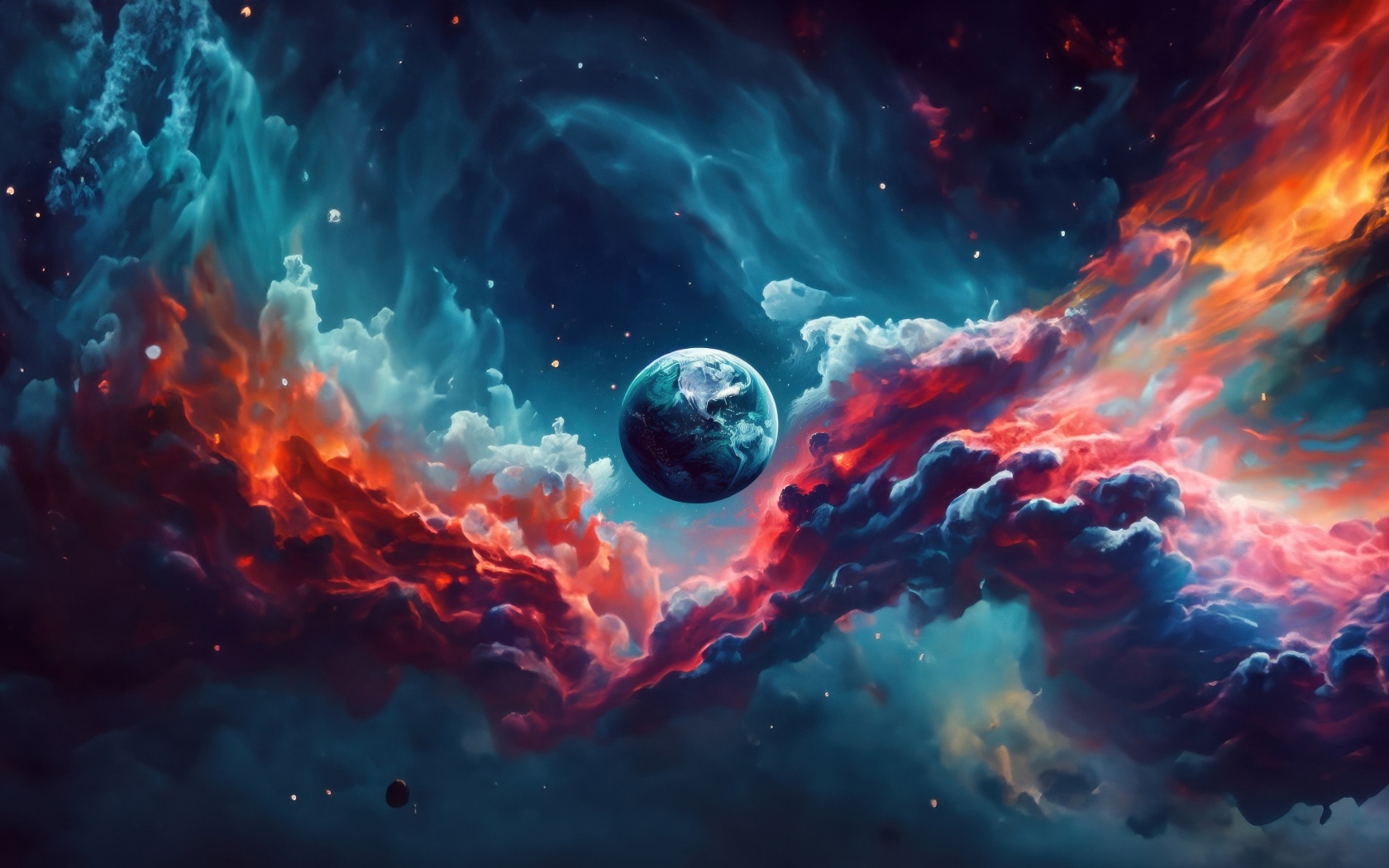 Планета земля в космической туманности