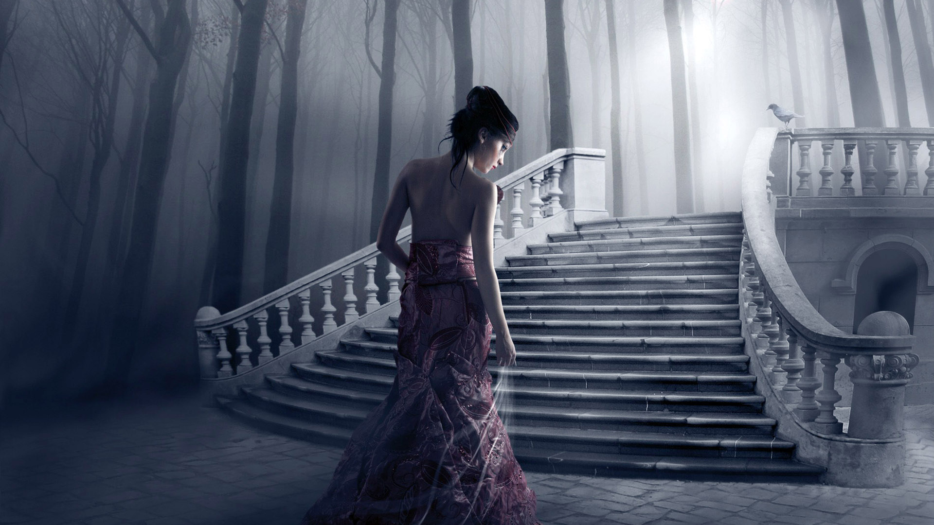 Девушка в темном саду