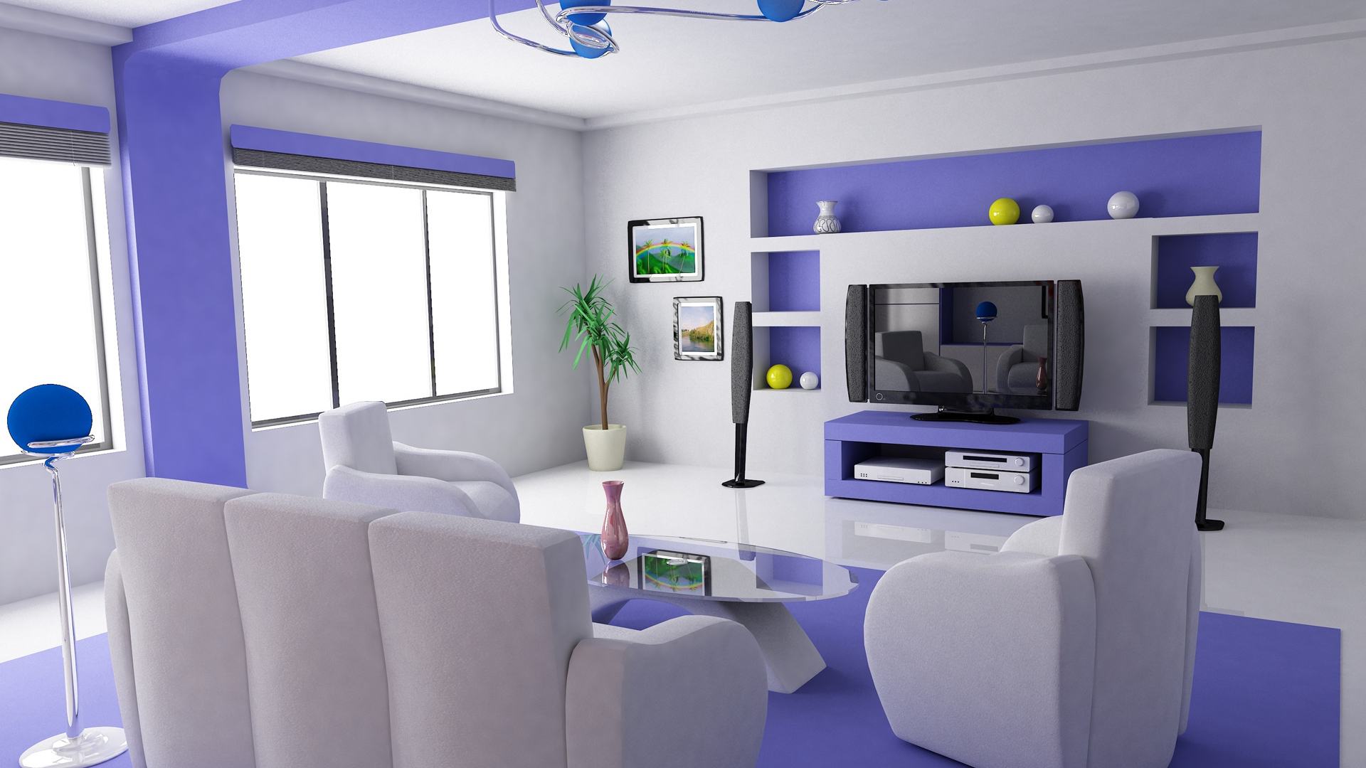 Дизайн светлой комнаты Футуристический модерн