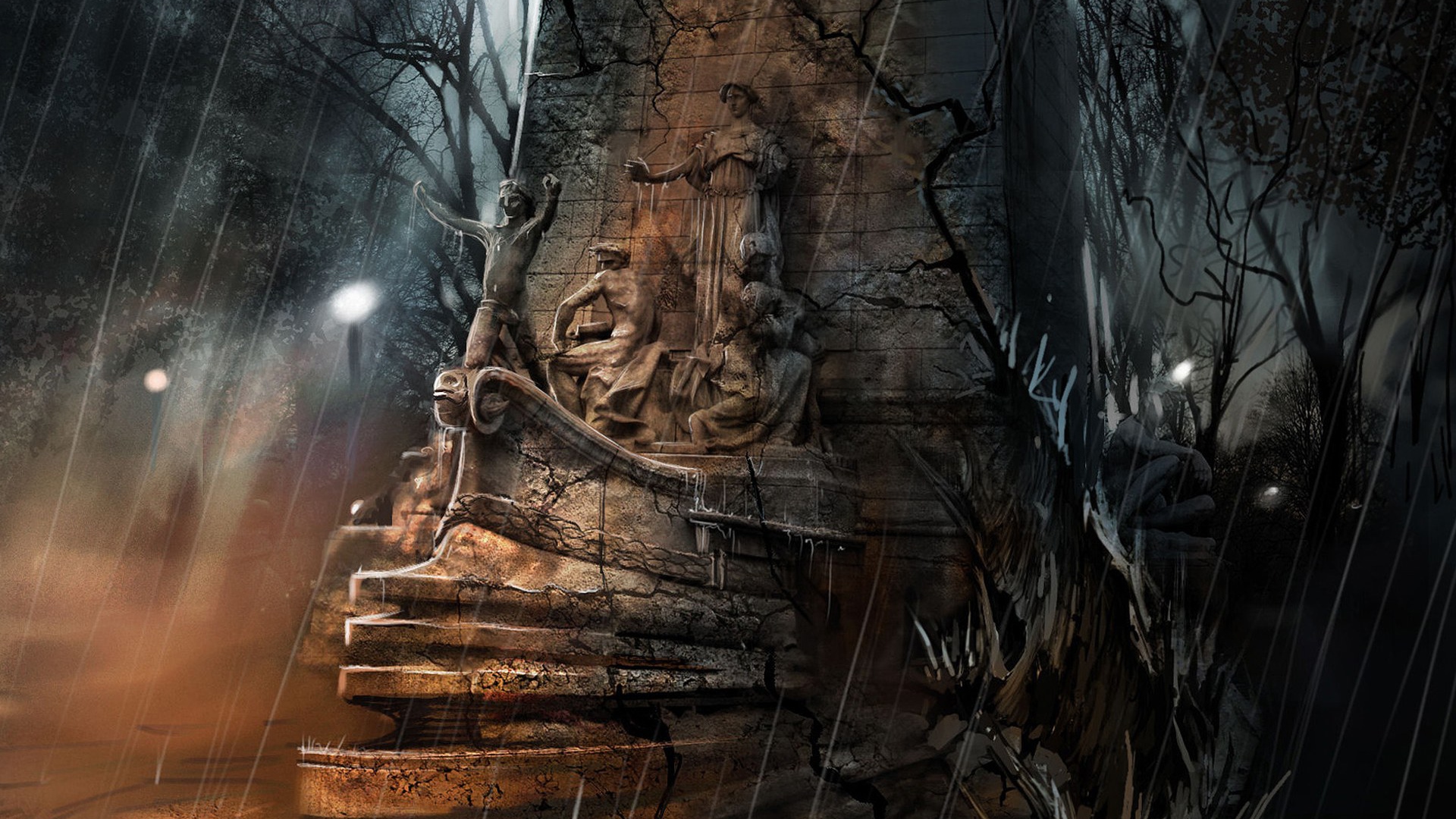 В темном саду