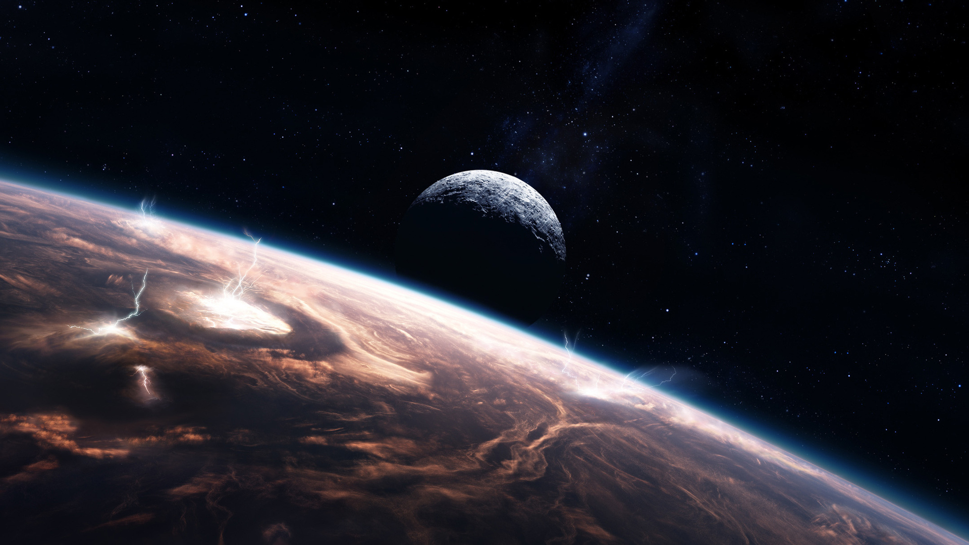 Планета, молнии