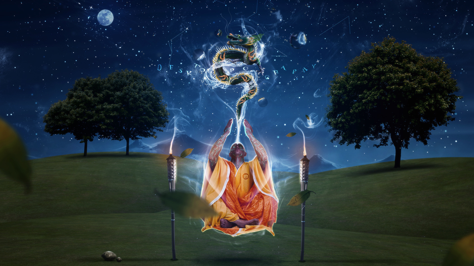 Монах на медитации