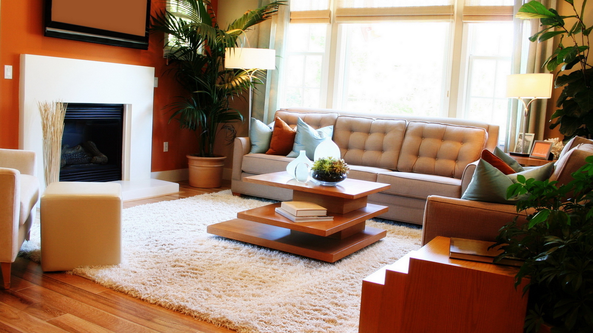 Гостинная с камином