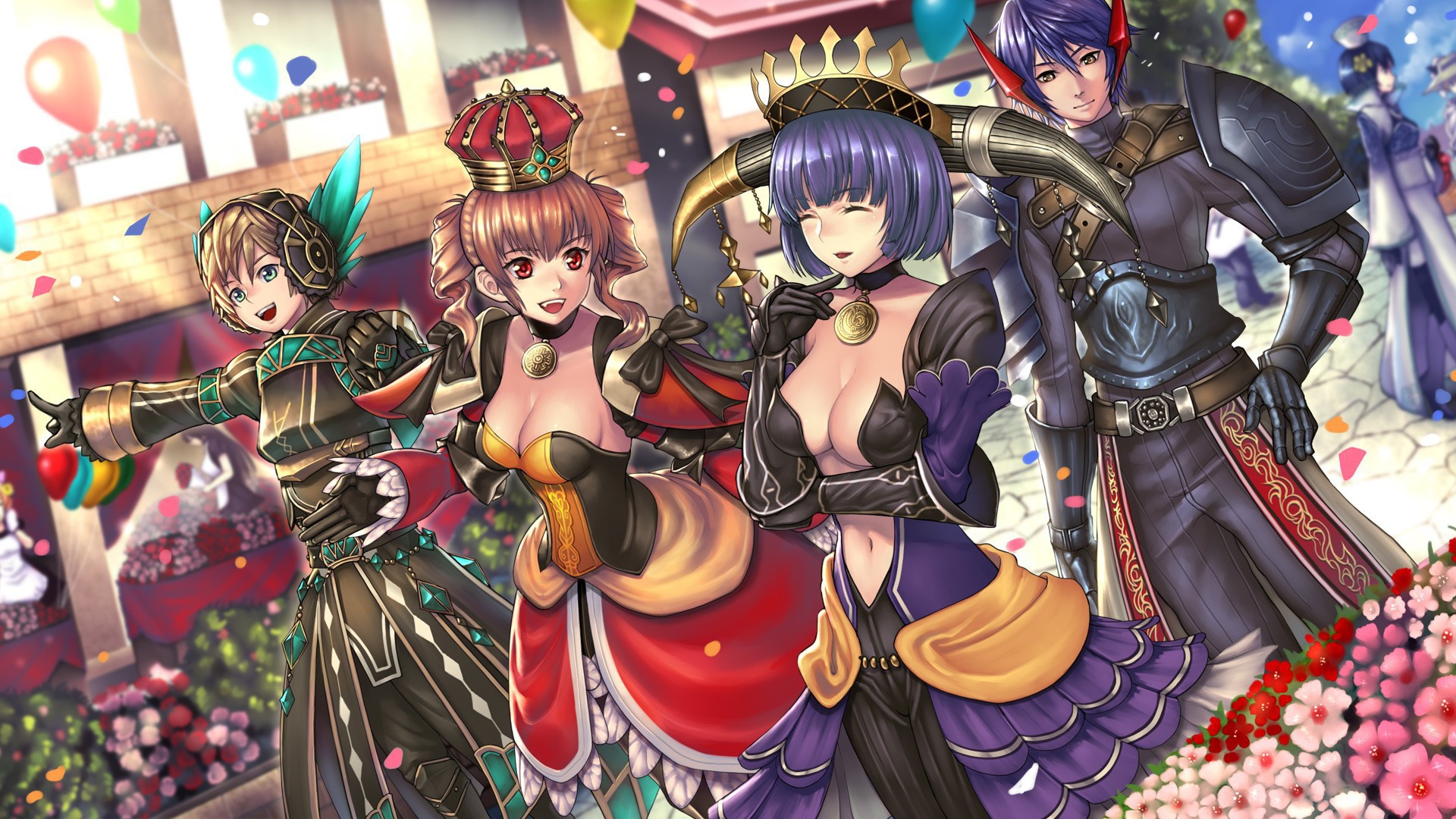 Лепестки цветков на девочеках аниме