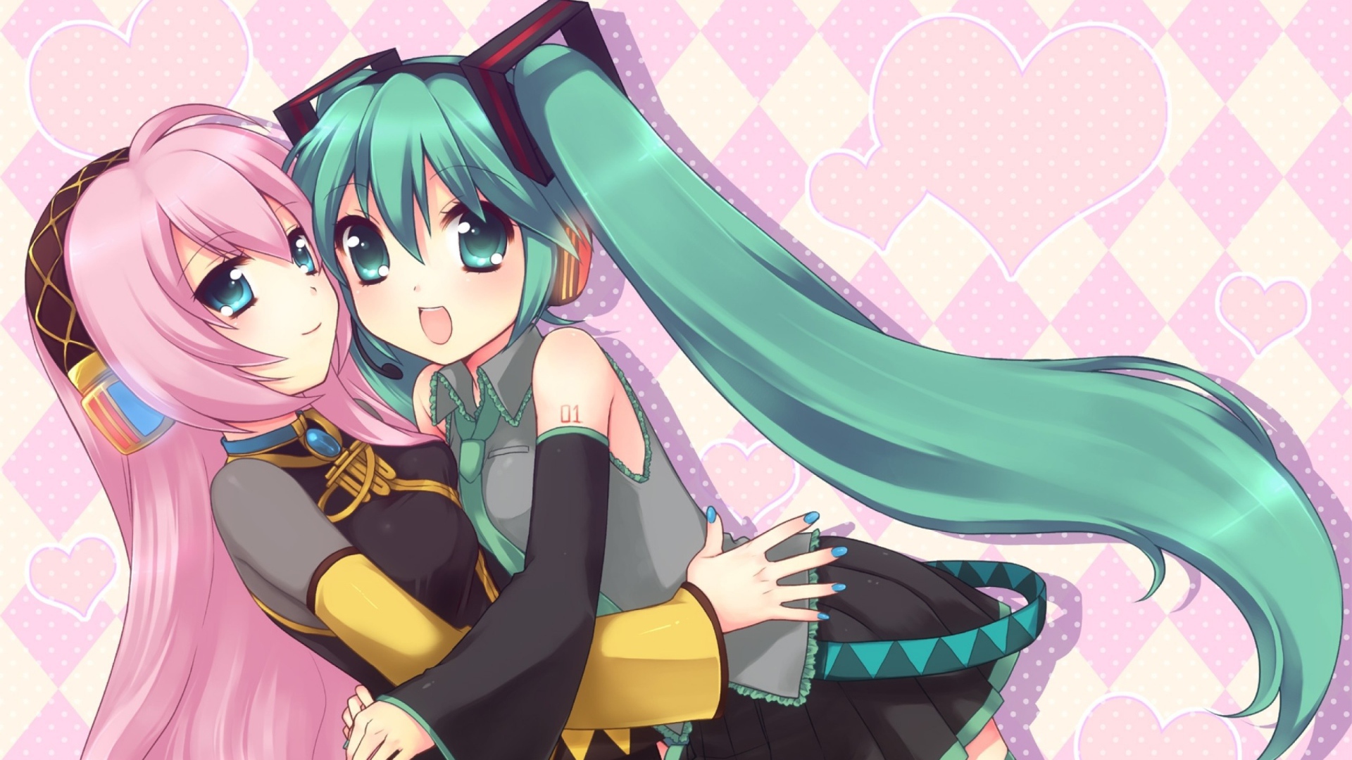 Аниме девочки обнимаются