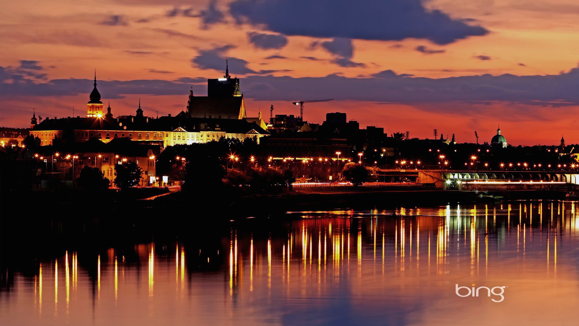 Городской пейзаж с огнями