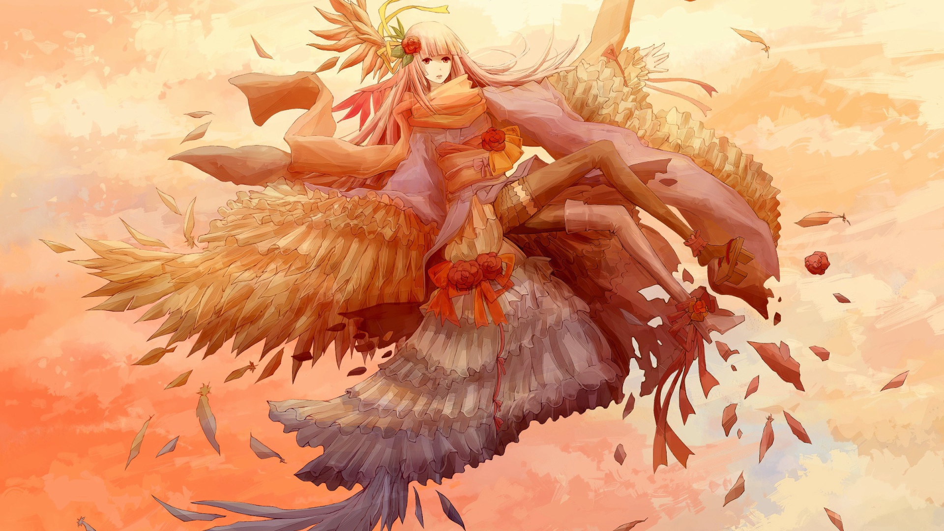 Аниме девочка в фантастическом платье