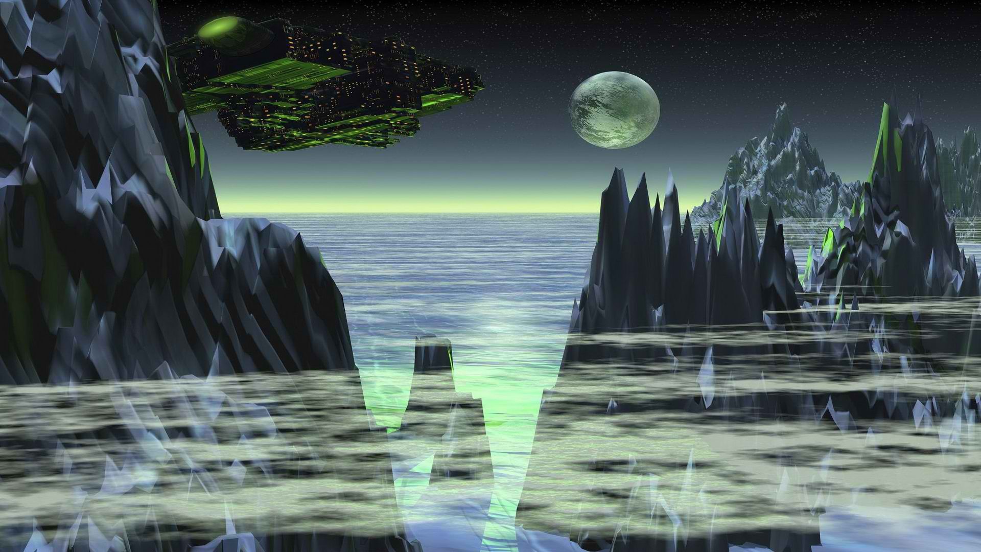 Космический корабль над планетой