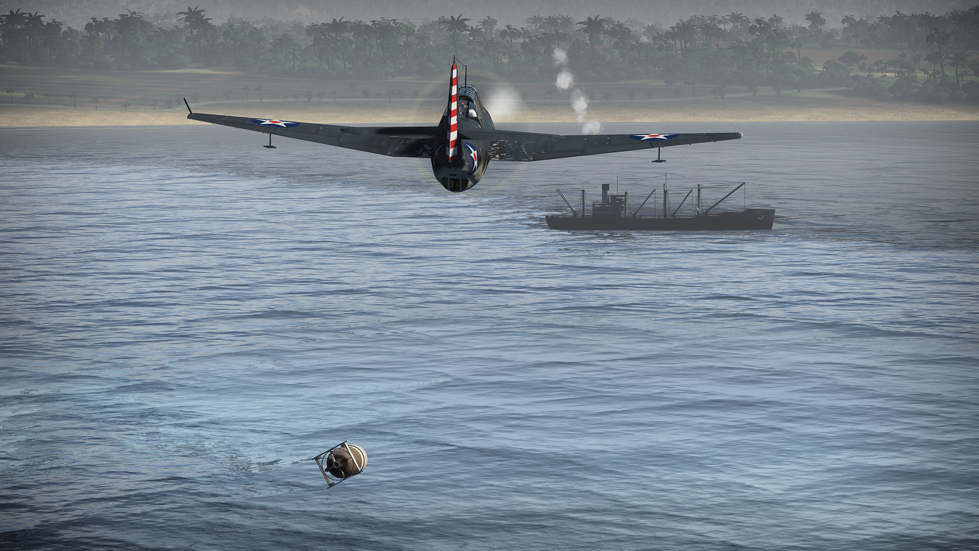 War Thunder самолет направляется к судну