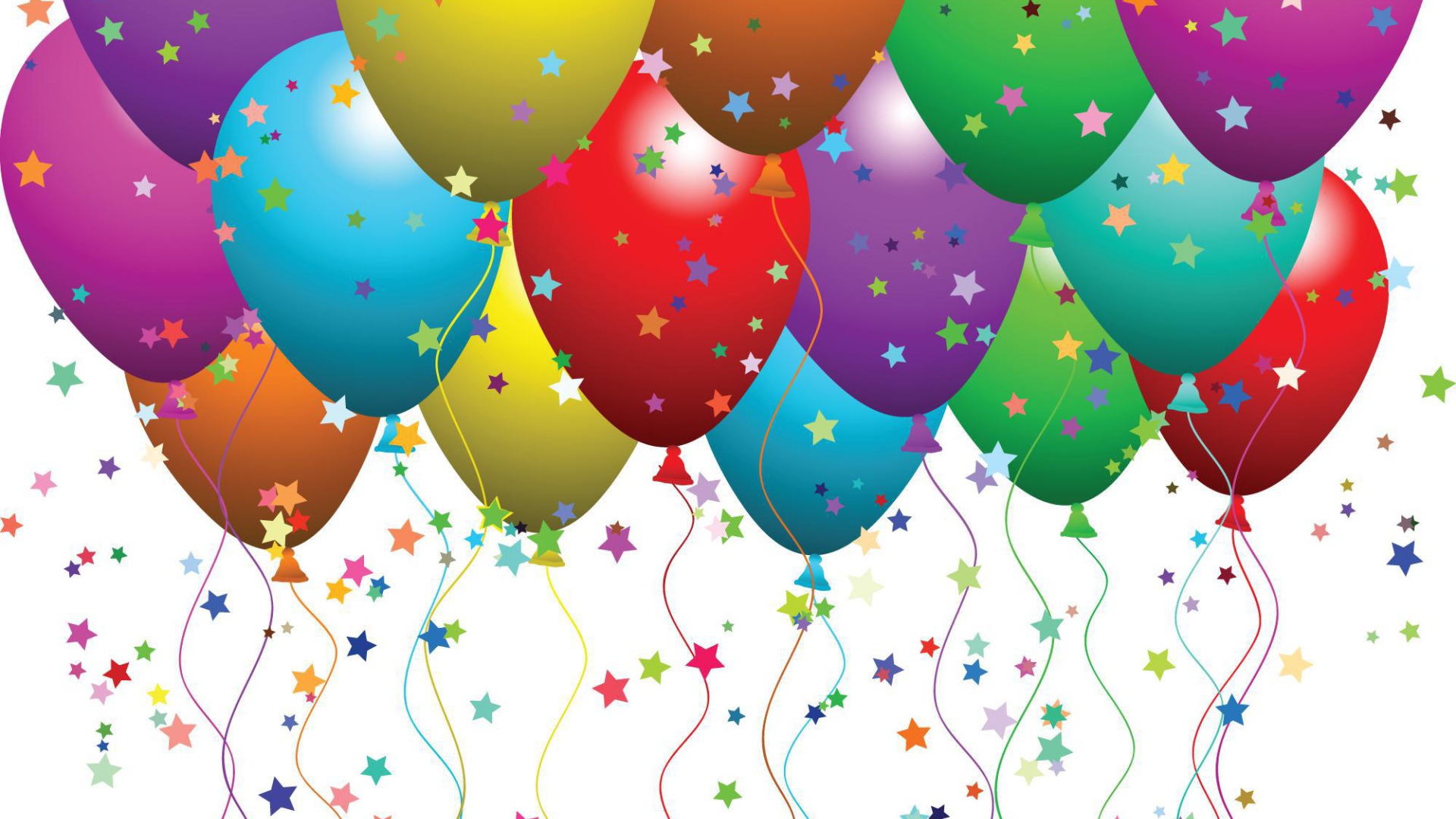 Colorful balloons and stars on birthday