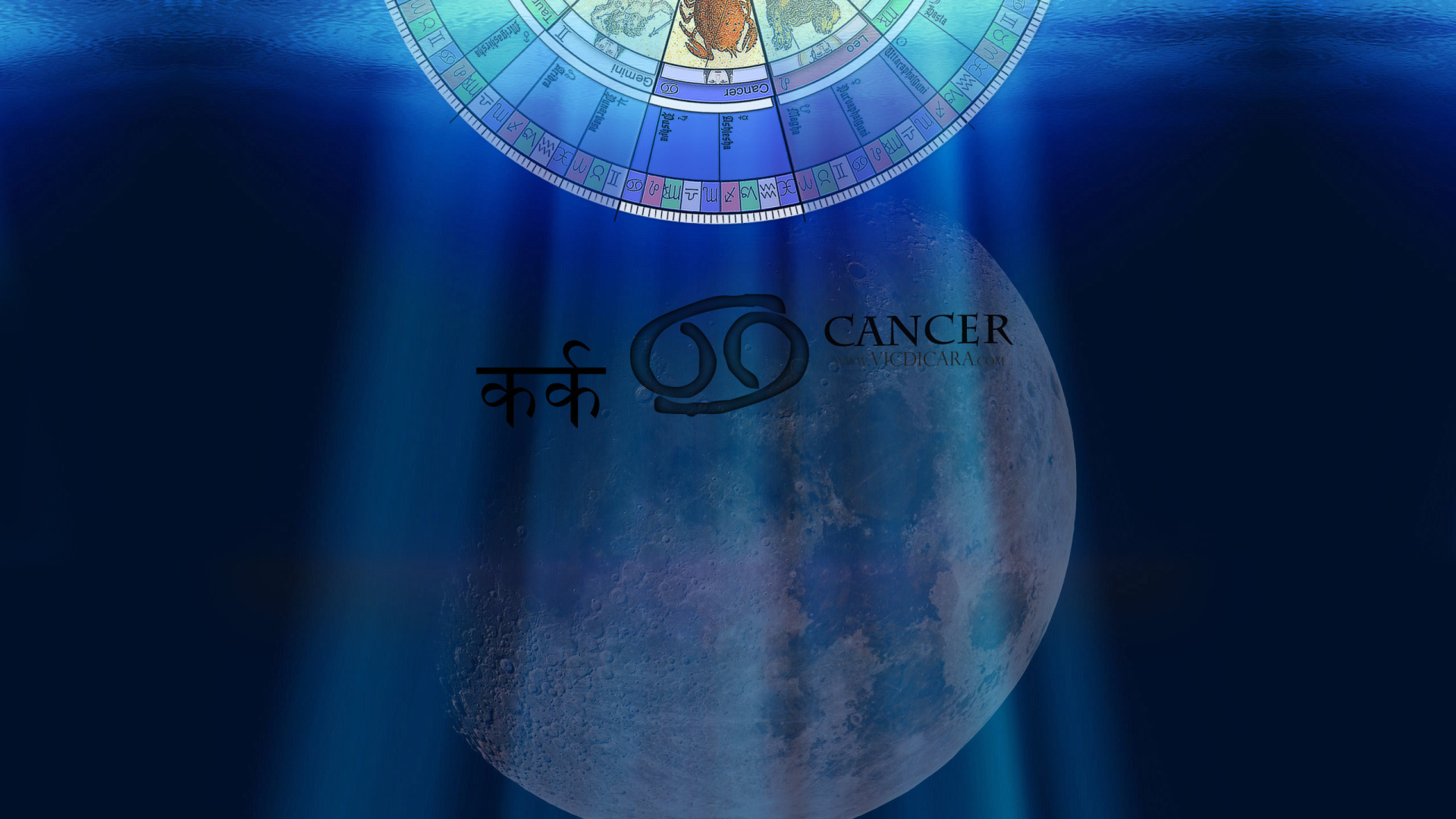 Знак зодиака рак на фоне луны