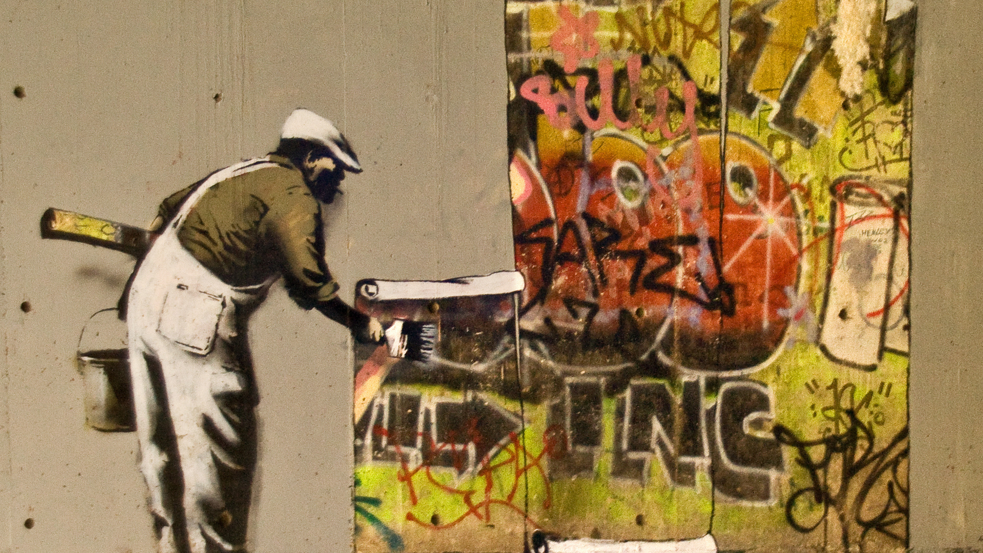 Another look at the graffiti, artist Banksy