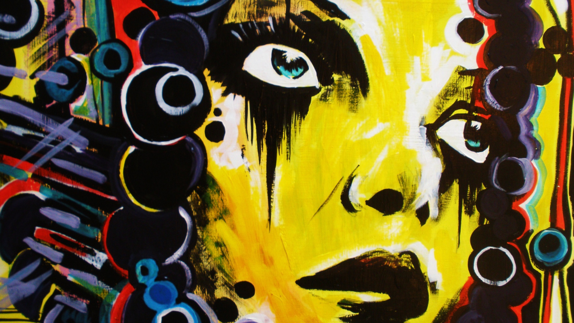 Яркое граффити, лицо девушки