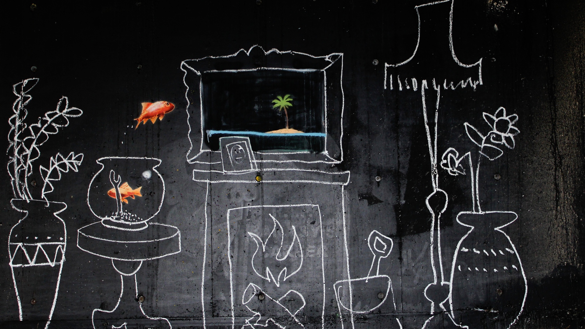 Граффити, уютная комната