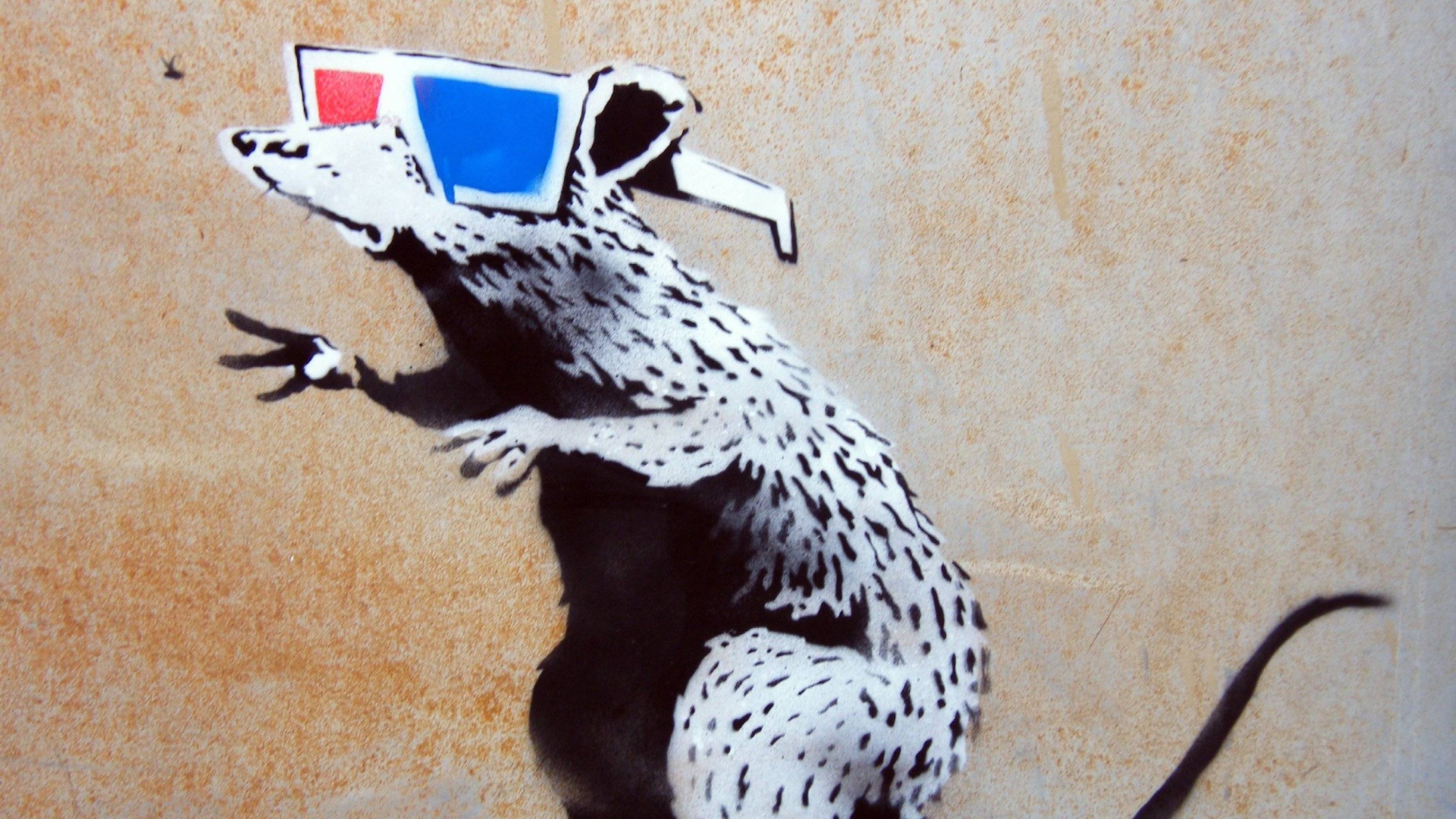 Граффити, крыса в очках, художник Бэнкси