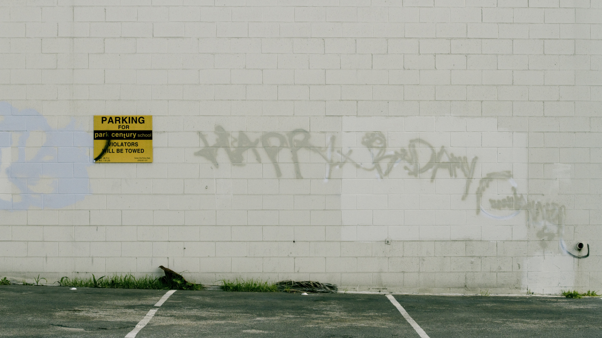 Граффити на белой стене, с днём рождения