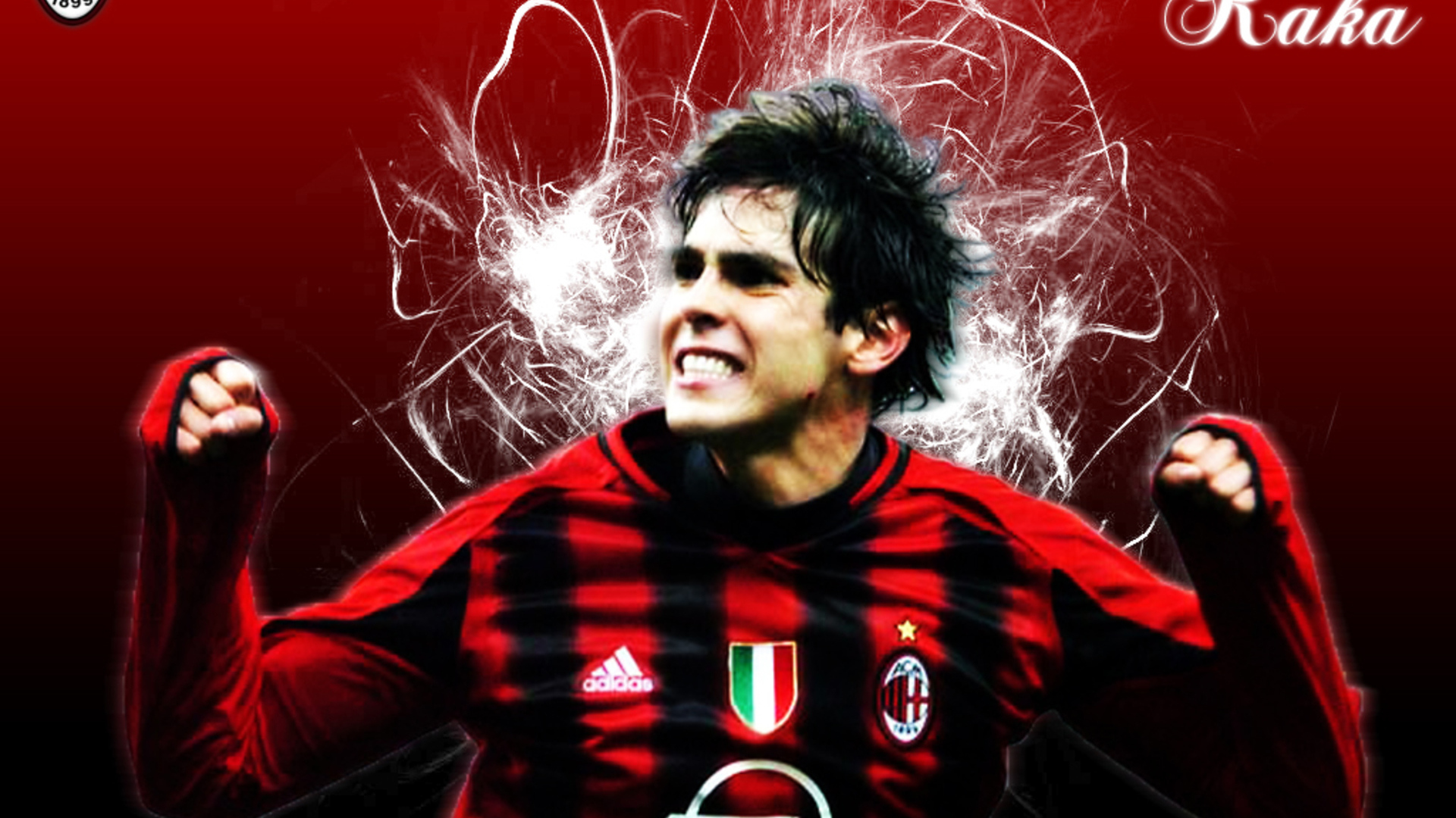 Милан Кака на красном фоне