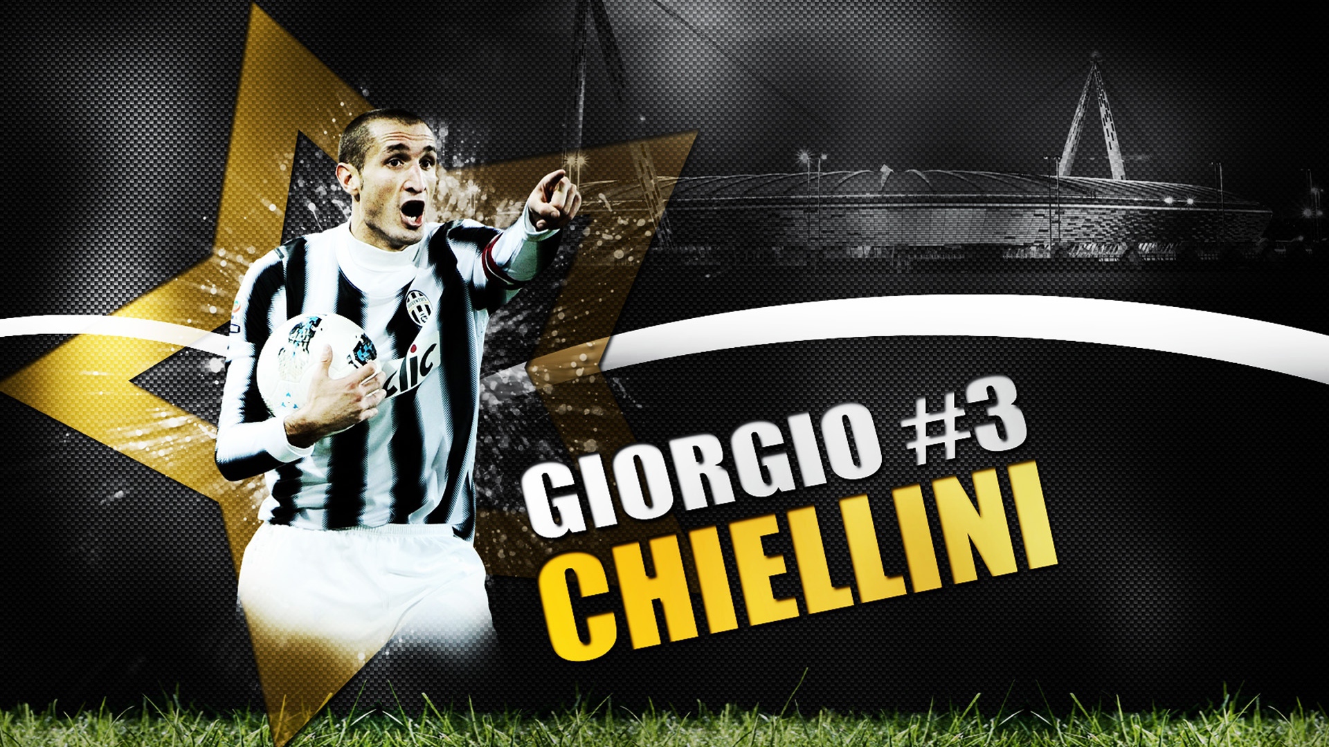 The football player of Juventus Giorgio Chiellini with a ball