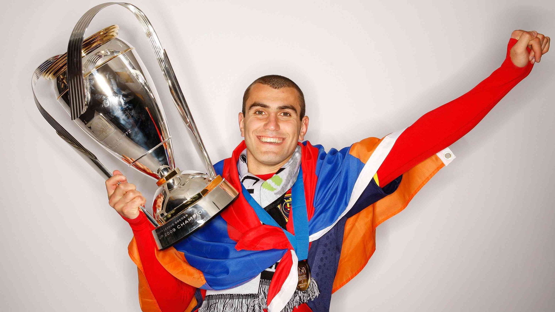 The player of Moscow Spartak Yura Movsisyan with his own trophy