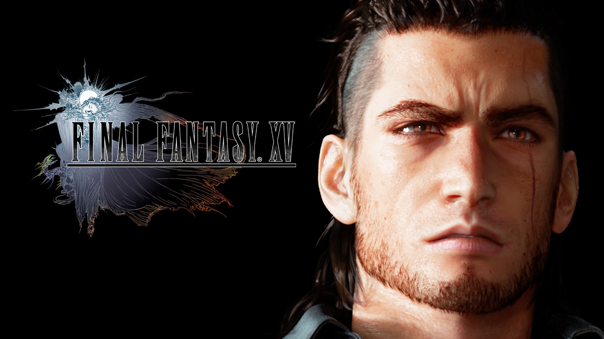 Герой игры на черном фоне Final Fantasy XV