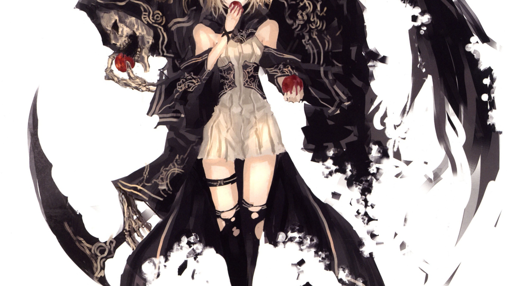 Девочка ест яблоки