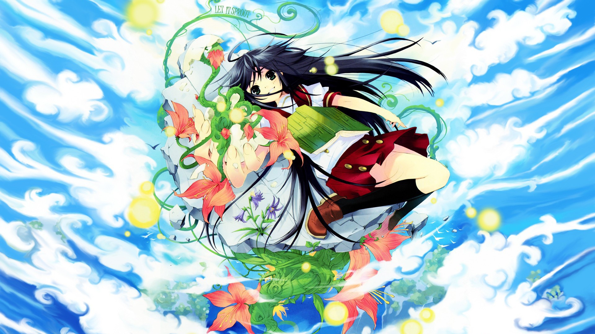 Девочка с книгой в облаках