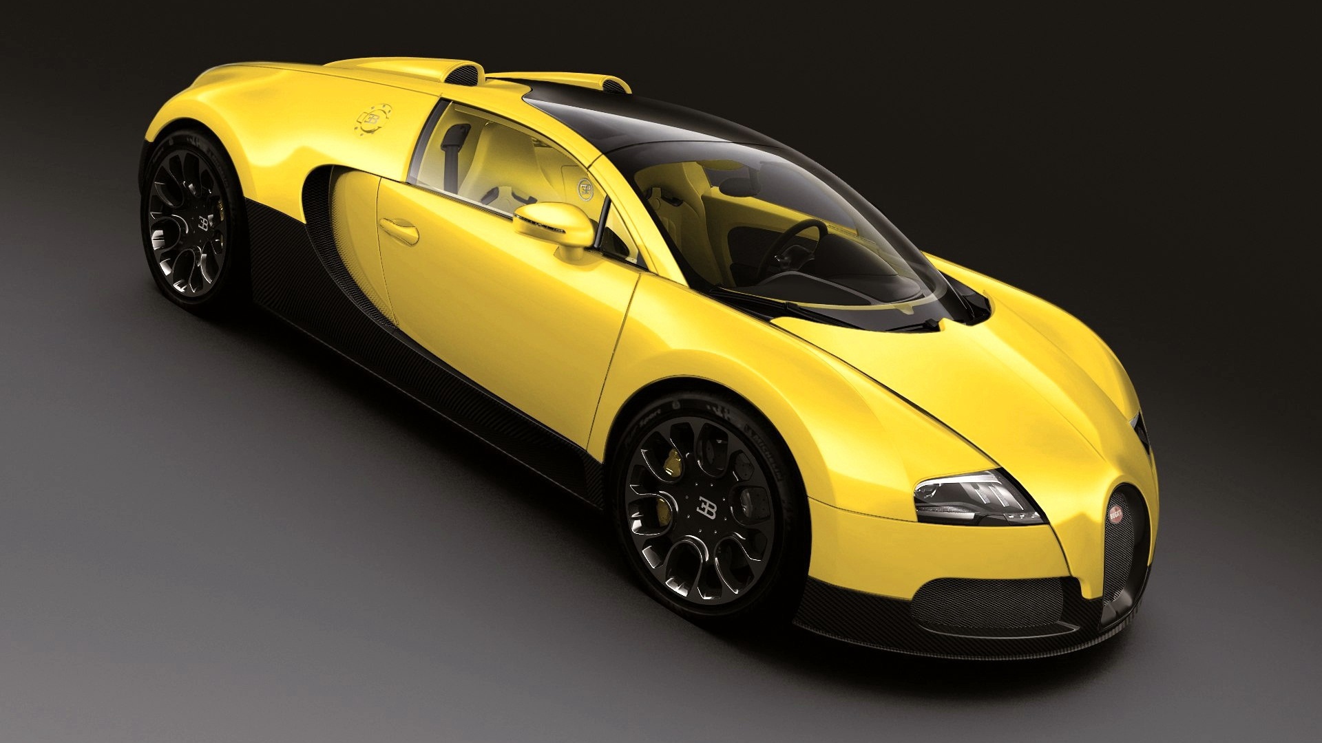 Желтый Bugatti Veyron 16.4 Grand Sport
