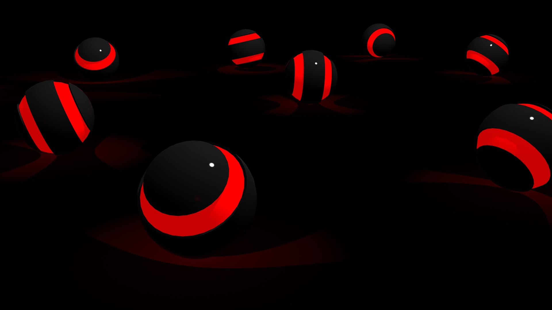 Черные обои с красными шарами