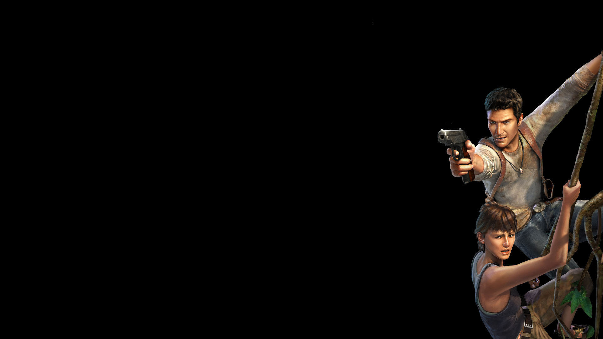 Герои фильма на черных обоях