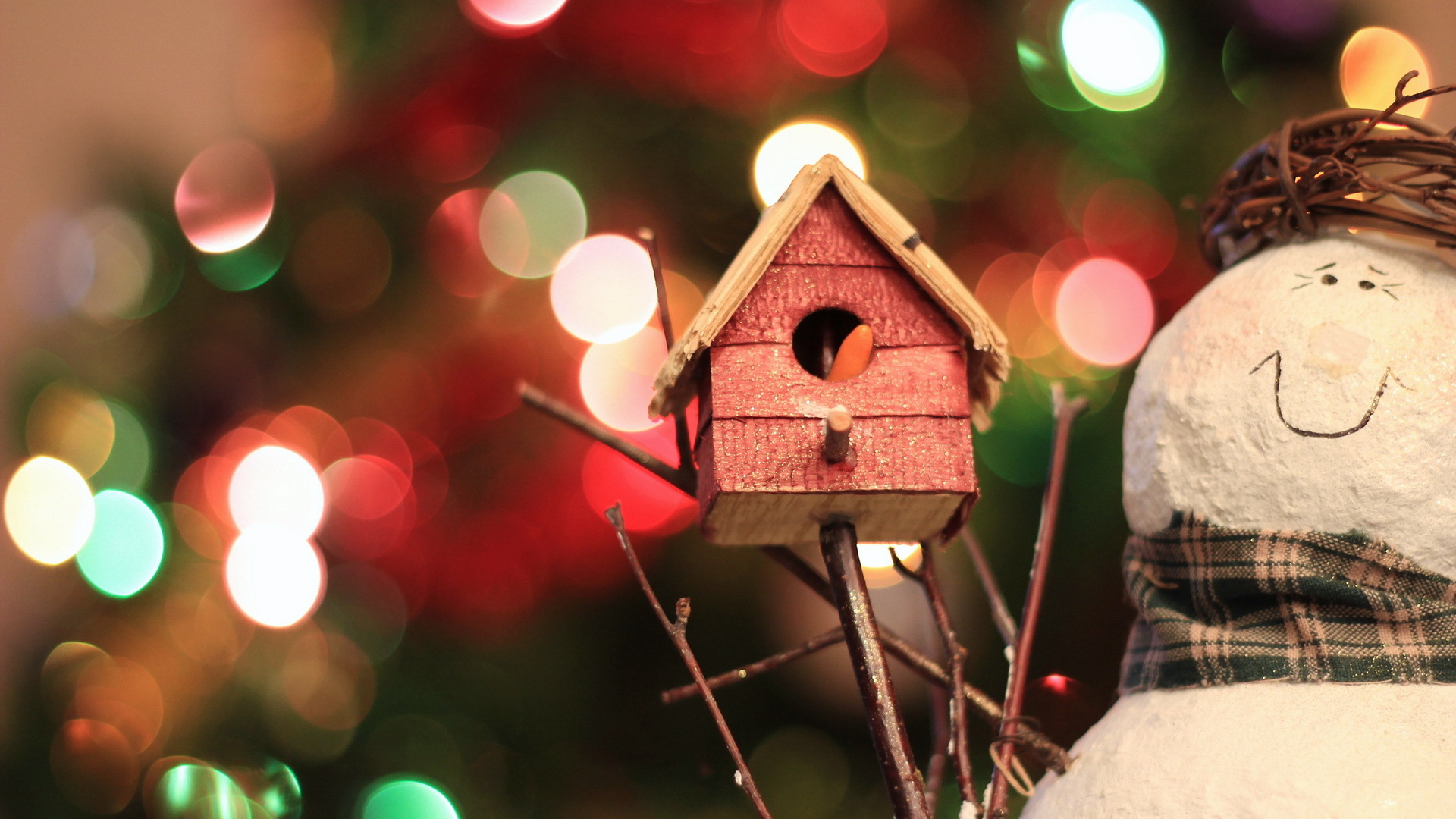 Снеговик с домиком для птиц