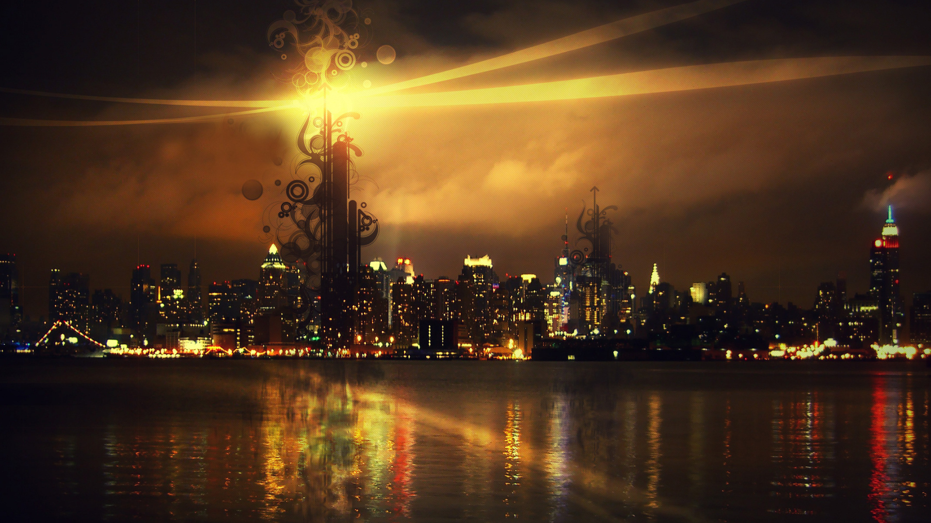 Городской пейзаж с рисунком