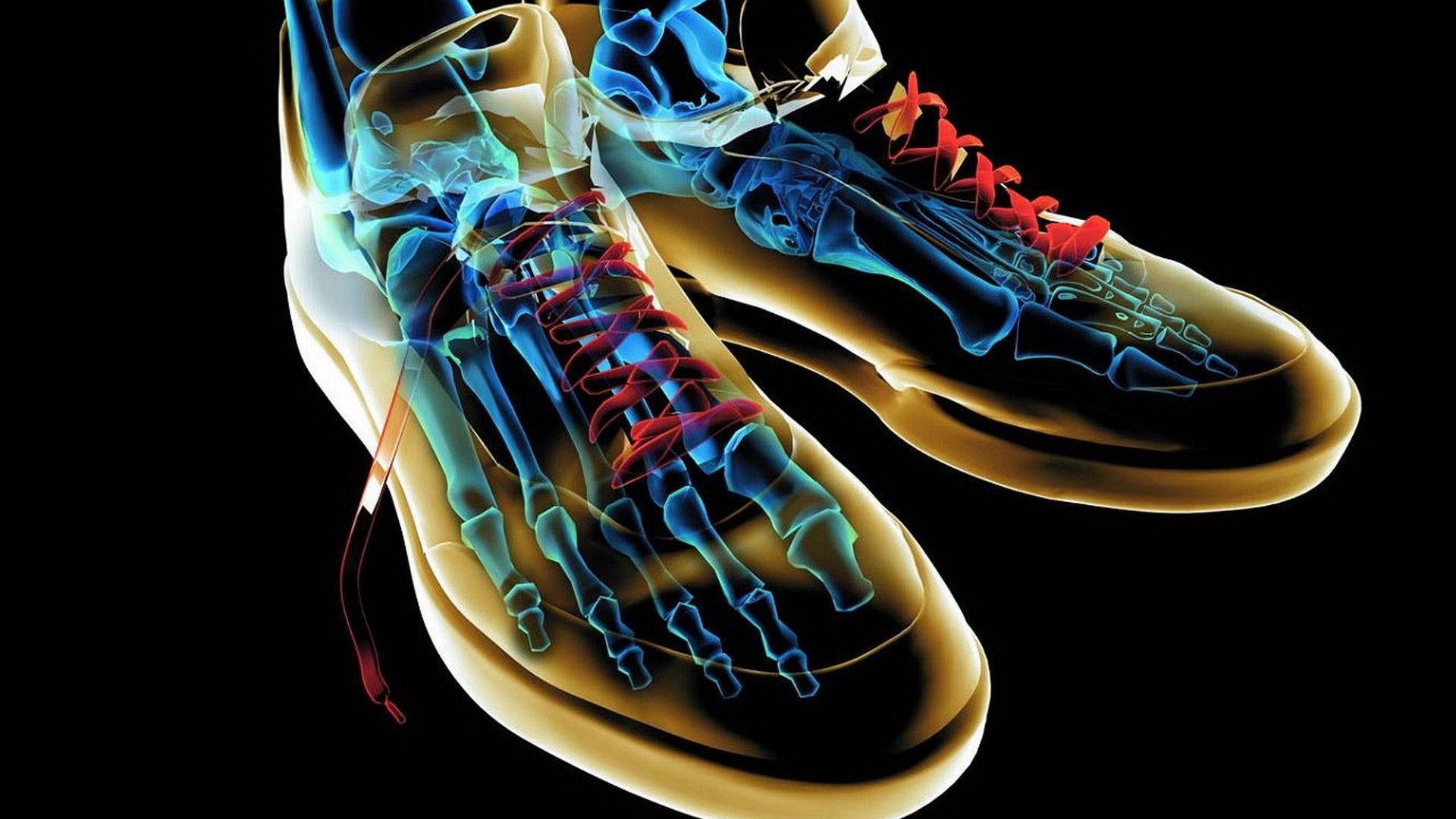 Скелет в неоновой обуви